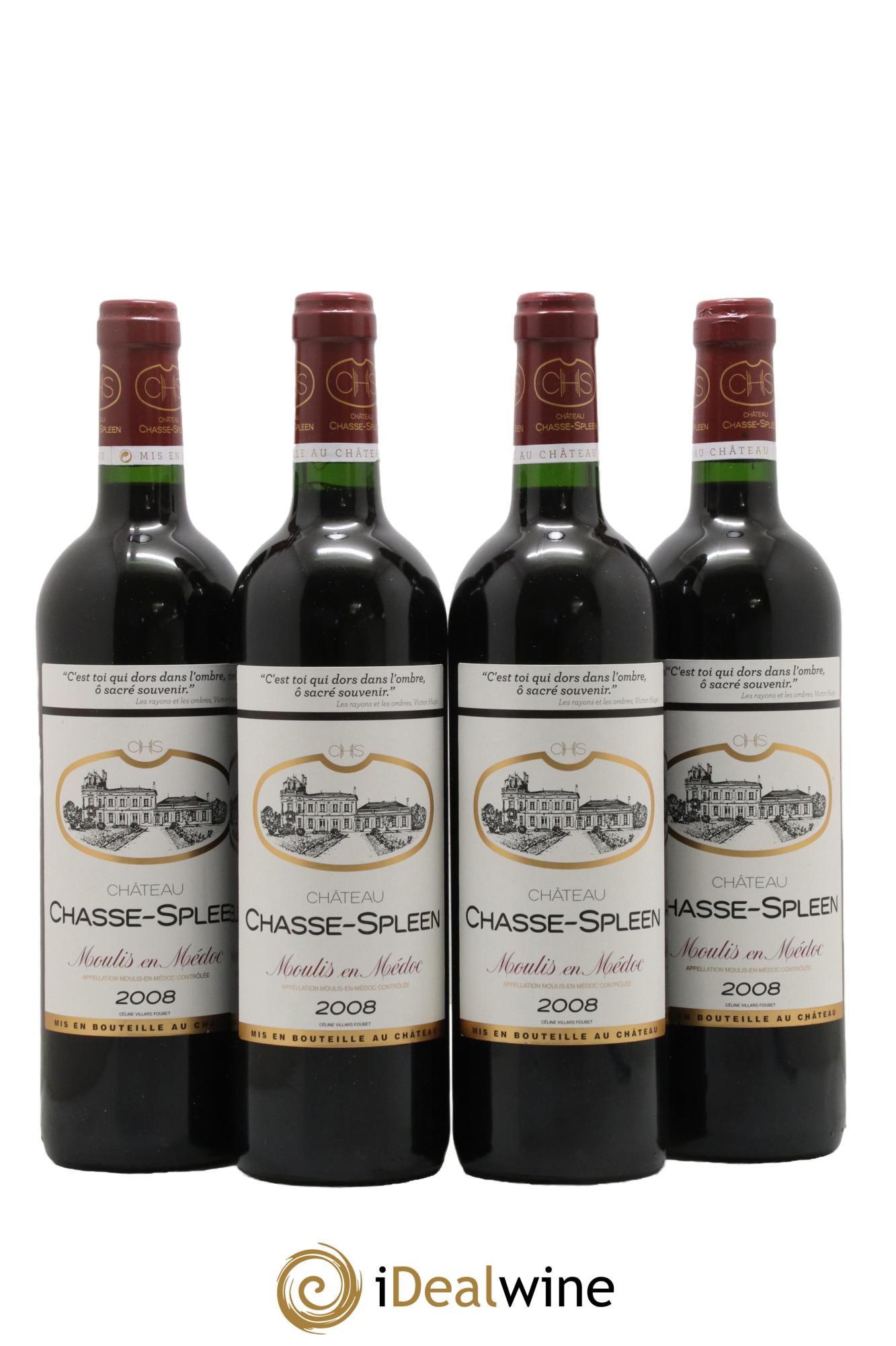 Château Chasse Spleen 2008 - Lot of 4 bottles - 0