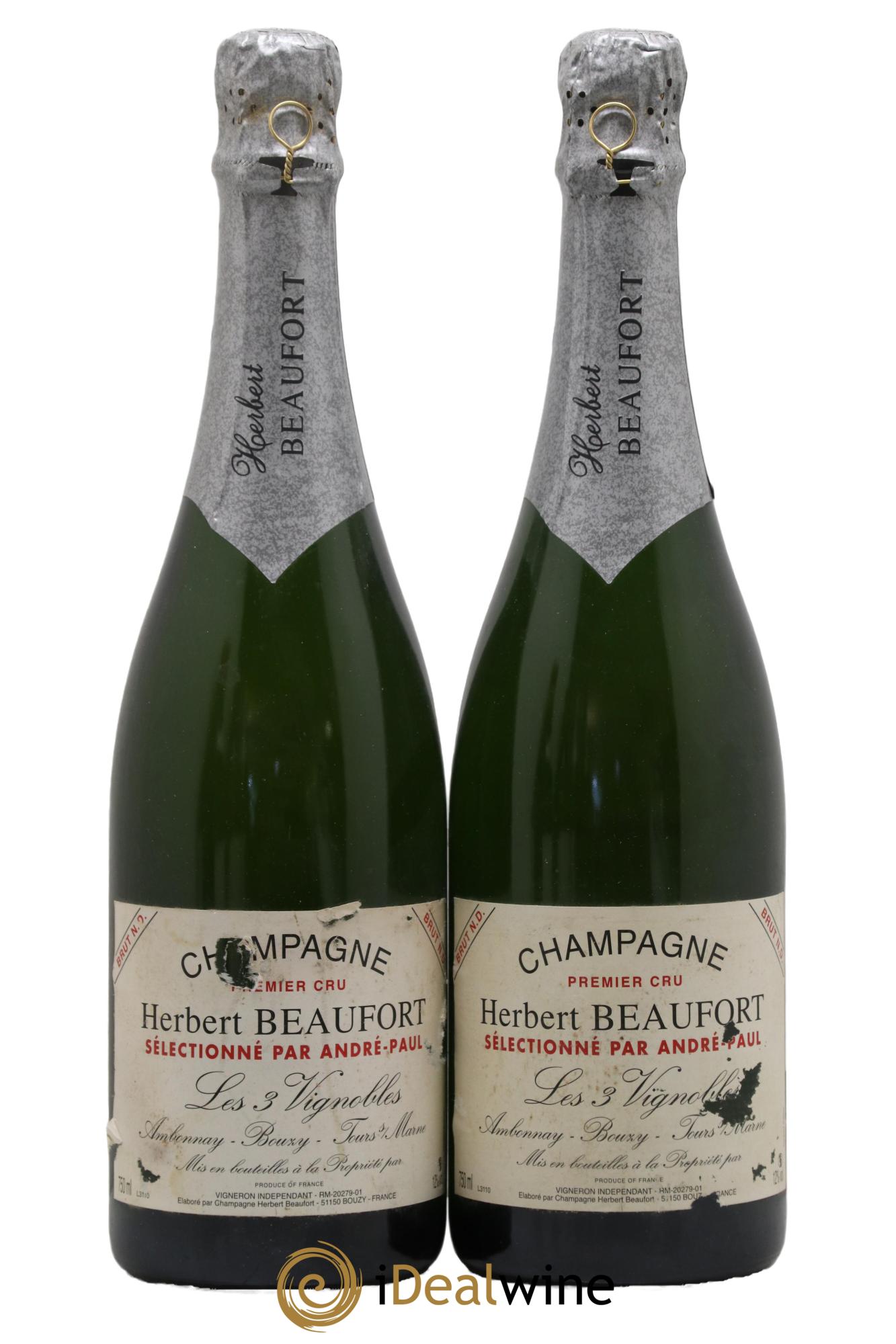 Champagne Trois Vignobles Herbert Beaufort - Lot of 2 bottles - 0