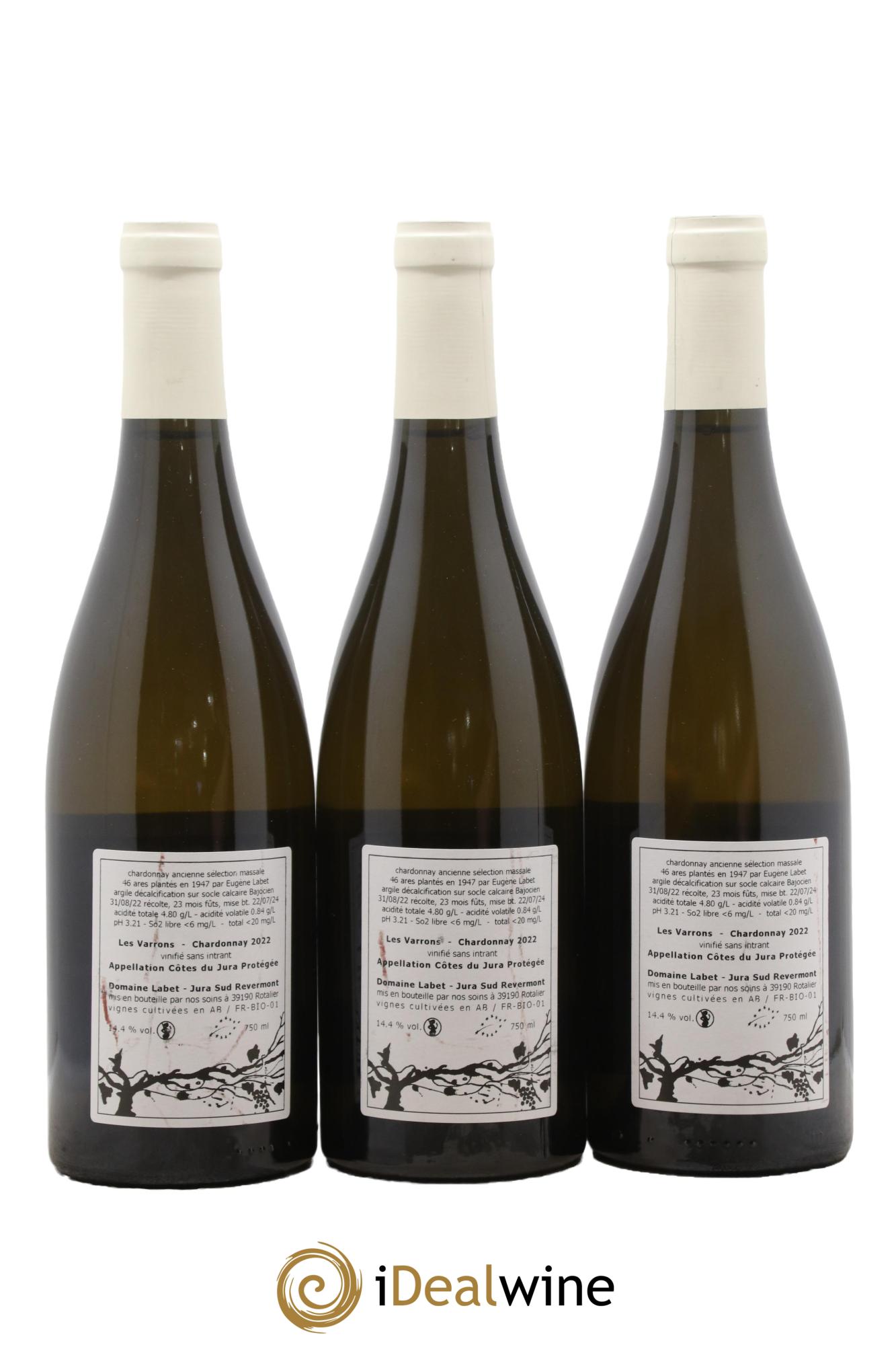 Côtes du Jura Chardonnay Les Varrons Romain - Julien - Charline Labet 2022 - Lot of 3 bottles - 1