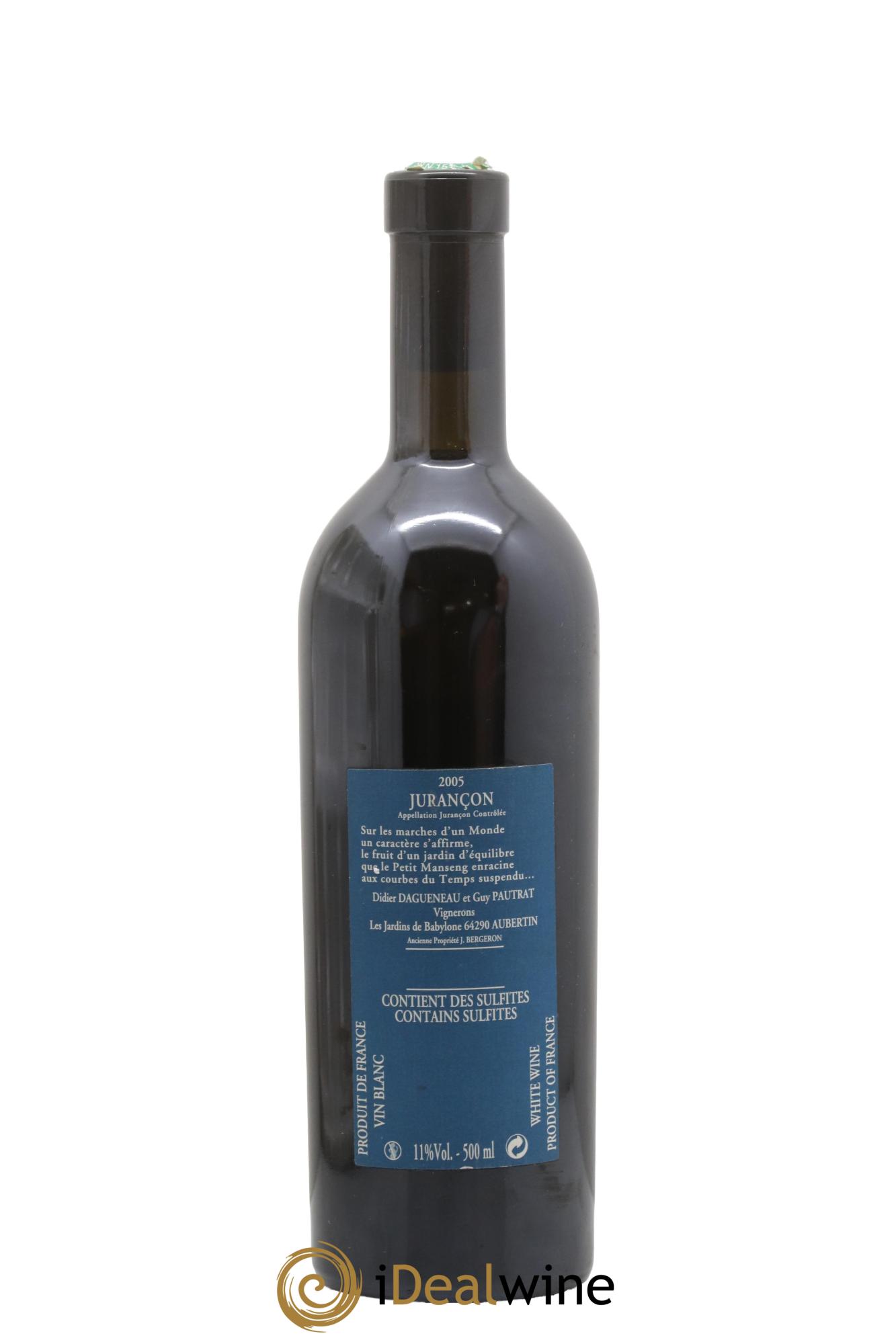 Vin de France (anciennement Jurançon) Jardins de Babylone Didier Dagueneau 2005 - Lot de 1 format 50cl - 1