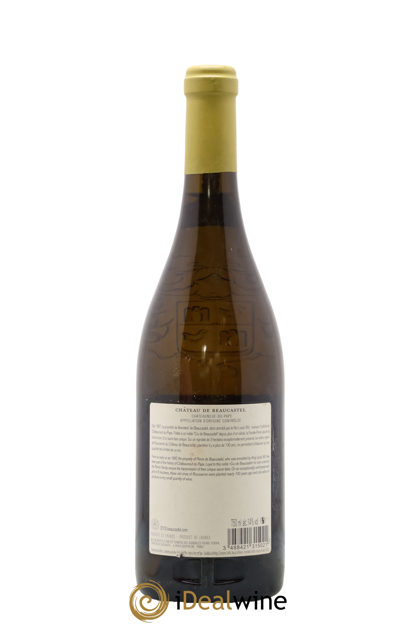 Châteauneuf-du-Pape Château de Beaucastel Vieilles vignes Roussanne Famille Perrin 2015 - Lot de 1 bouteille - 1