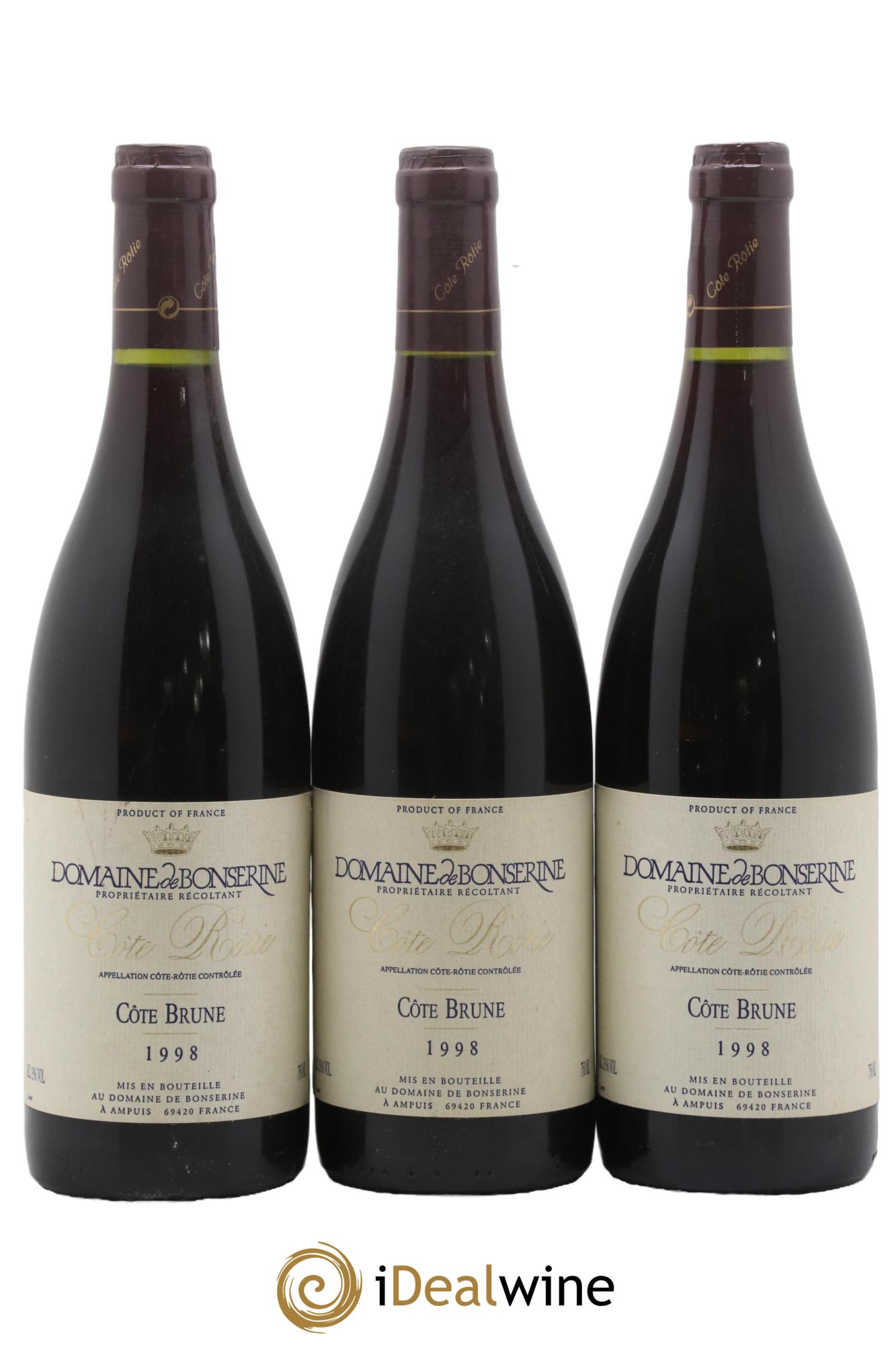 Côte-Rôtie Côte Brune Bonserine (Domaine de) 1998 - Lot de 3 bouteilles - 0