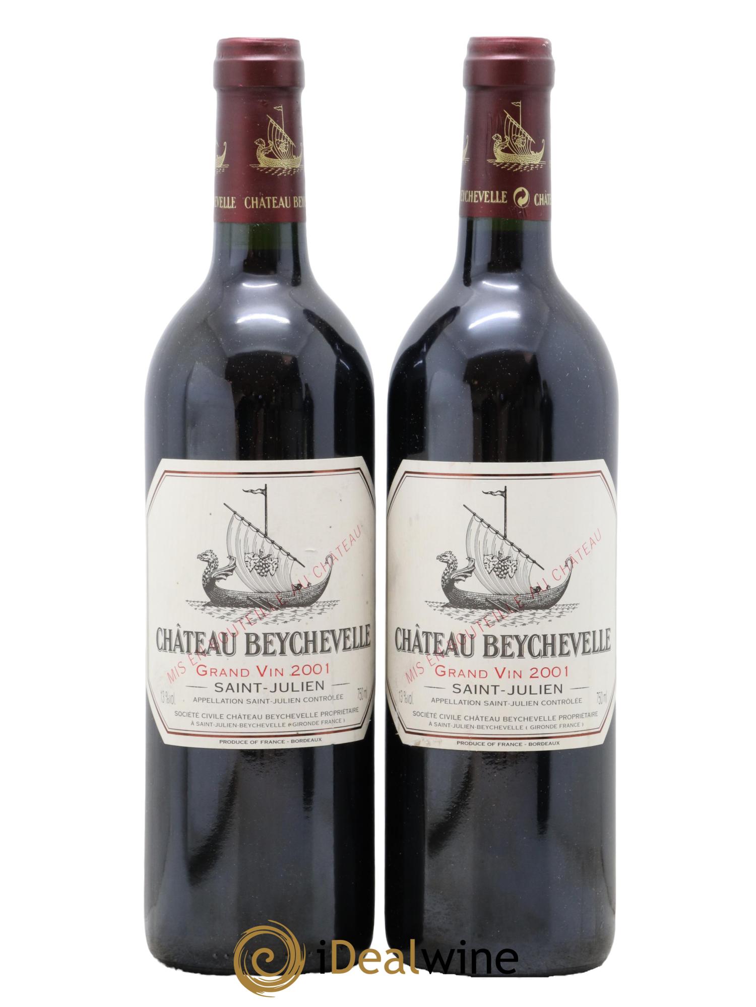 Château Beychevelle 4ème Grand Cru Classé 2001 - Lot de 2 bouteilles - 0