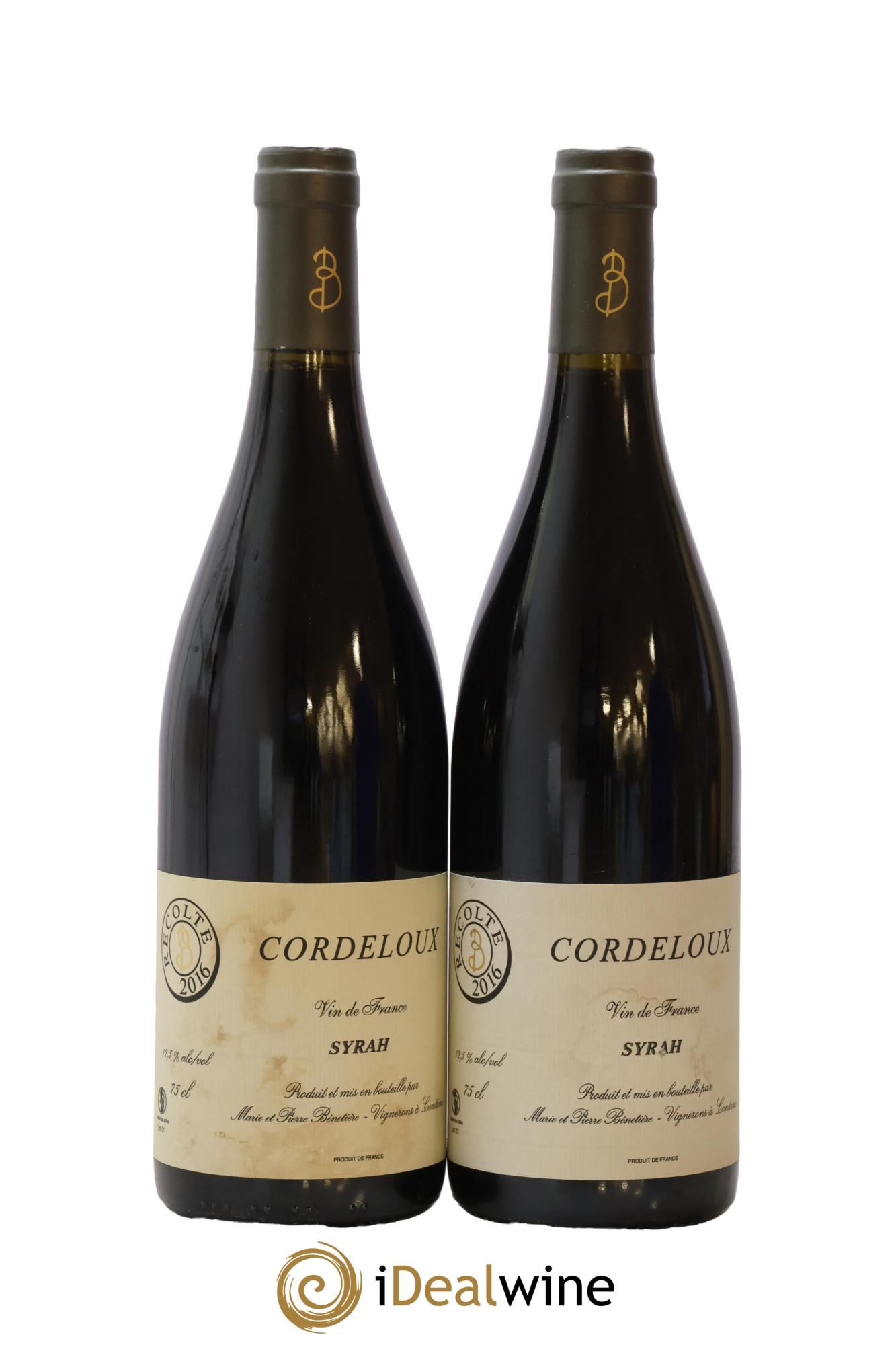 Vin de France Syrah Cordeloux Marie et Pierre Bénetière (Domaine) 2016 - Lot de 2 bouteilles - 0