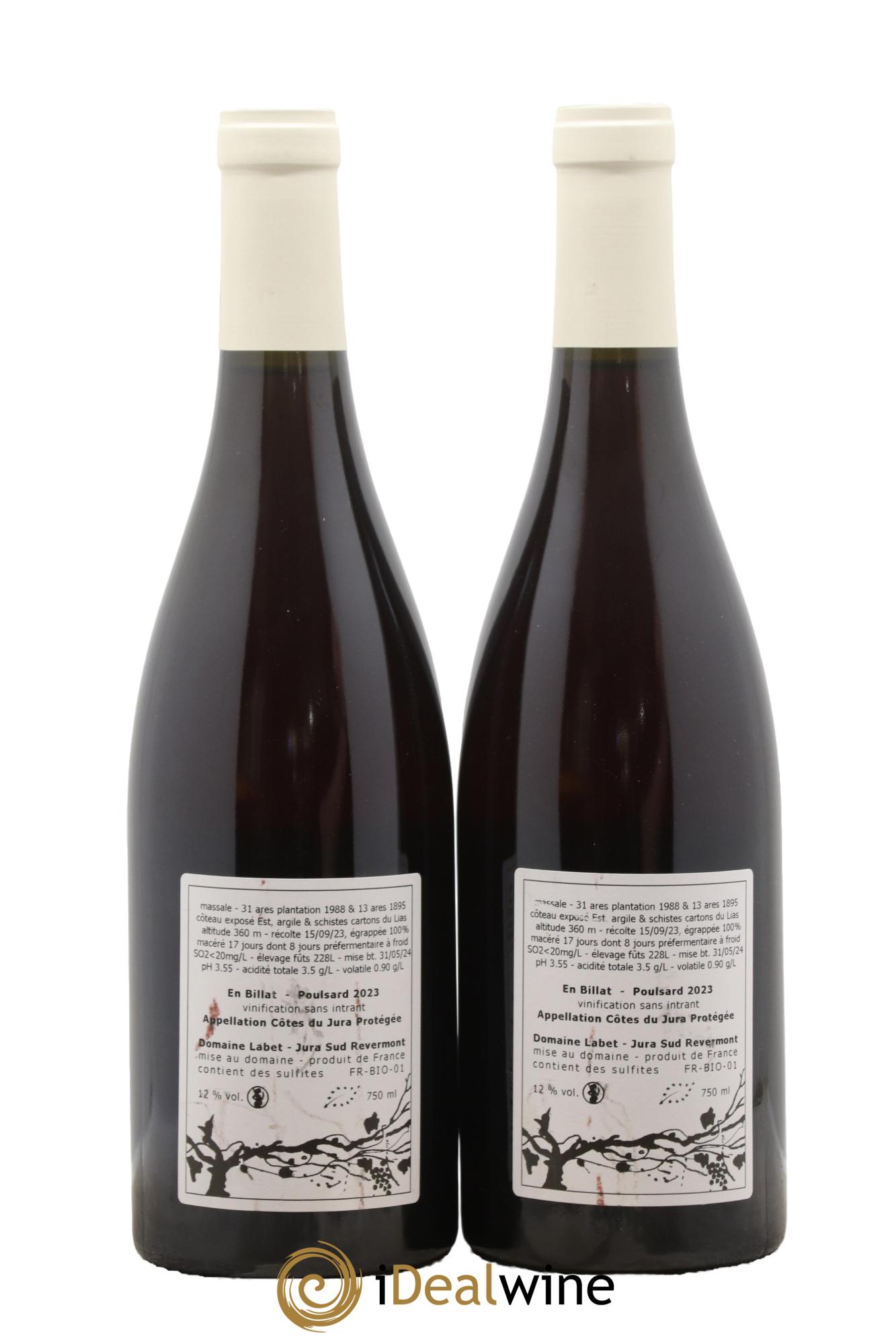 Côtes du Jura Poulsard En Billat Romain - Julien - Charline Labet 2023 - Posten von 2 Flaschen - 1