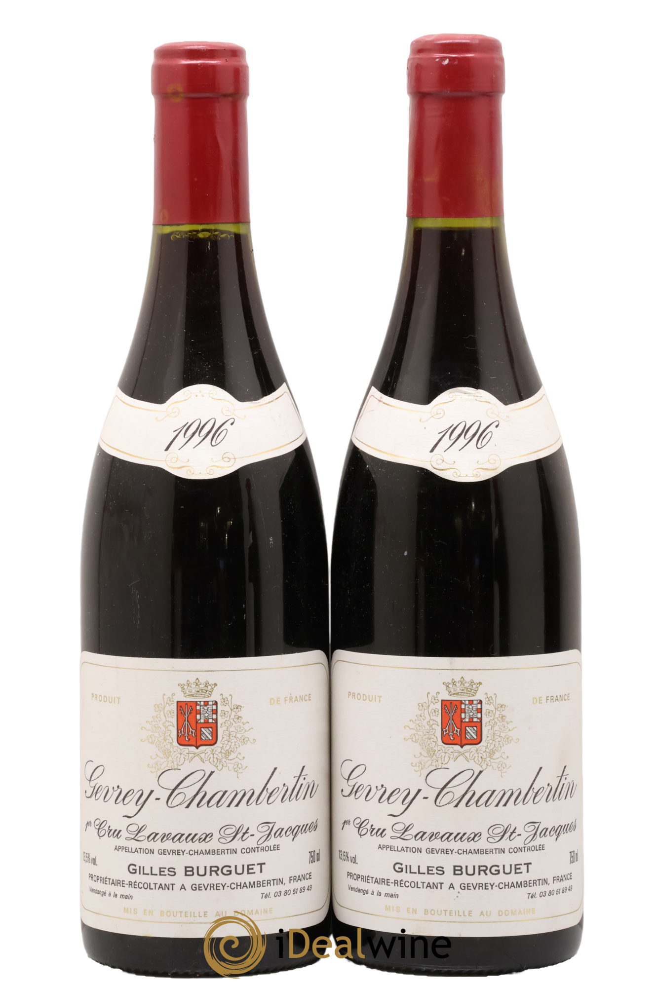 Gevrey-Chambertin 1er Cru Lavaux Saint Jacques Gilles Burguet 1996 - Lot of 2 bottles - 0