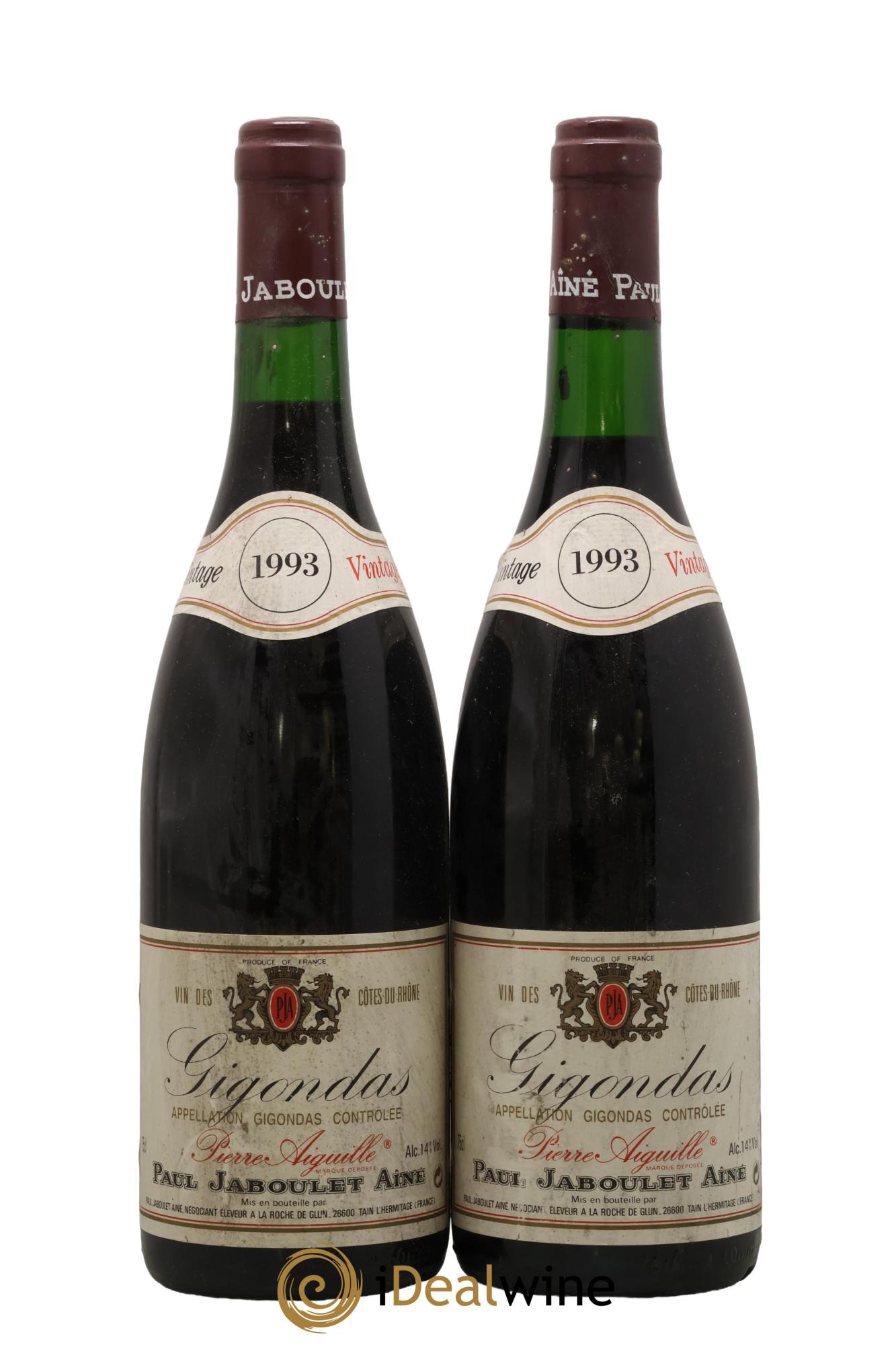 Gigondas Pierre Aiguille Paul Jaboulet Aîne 1993 - Lote de 2 botellas - 0
