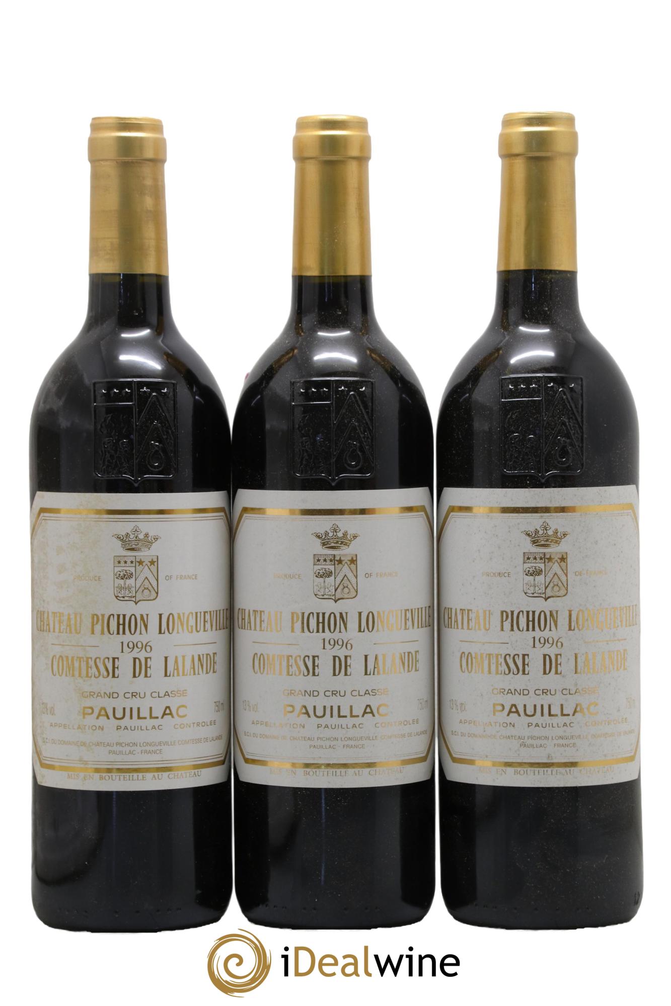 Château Pichon Longueville Comtesse de Lalande 2ème Grand Cru Classé 1996 - Lot de 3 bouteilles - 0