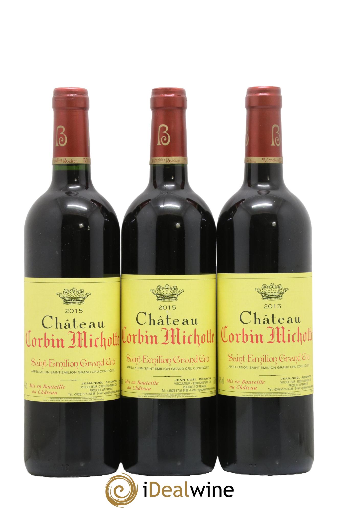 Château Corbin Michotte Grand Cru Classé 2015 - Lot de 3 bouteilles - 0
