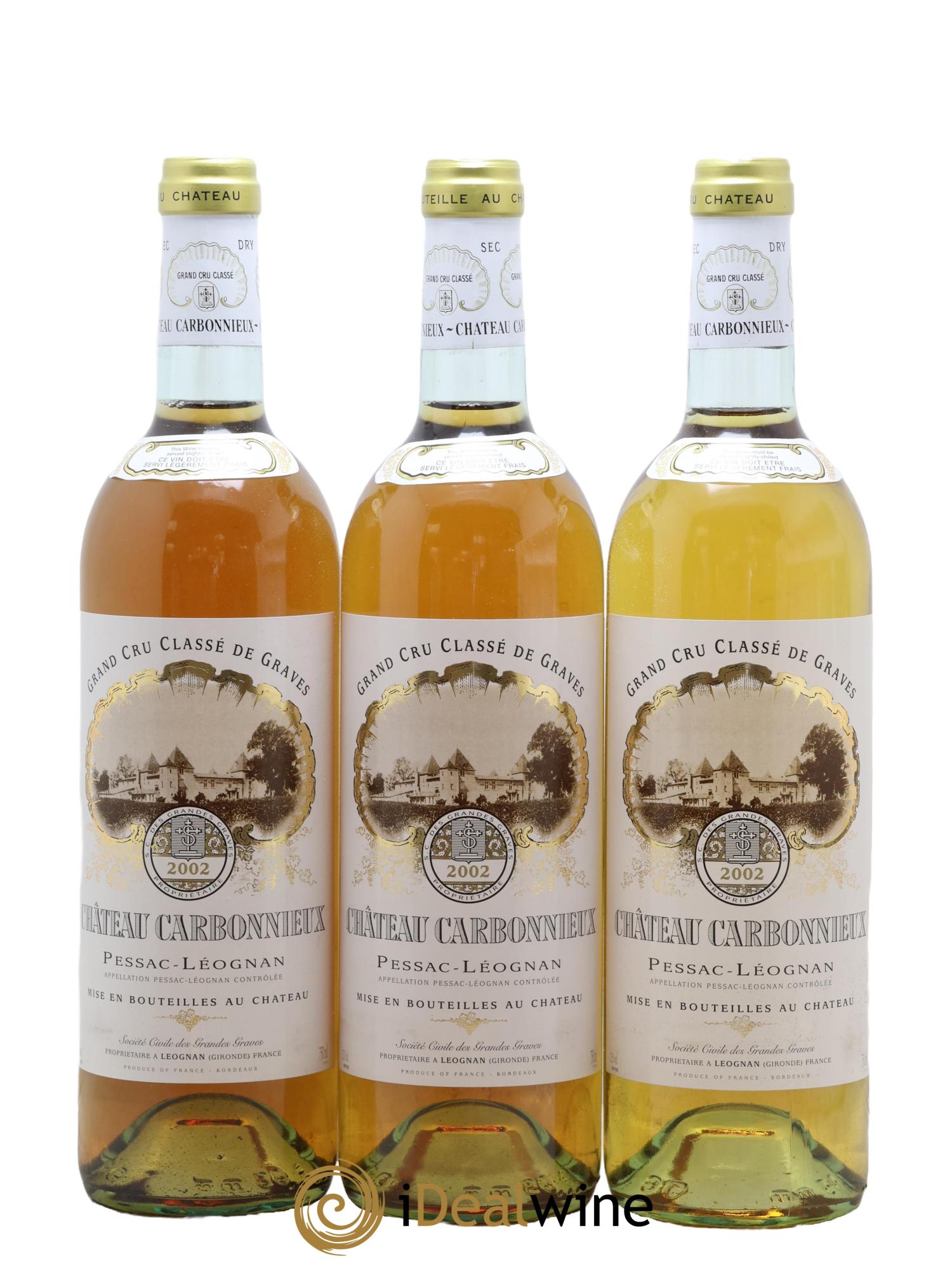 Château Carbonnieux Cru Classé de Graves 2002 - Lot de 3 bouteilles - 0