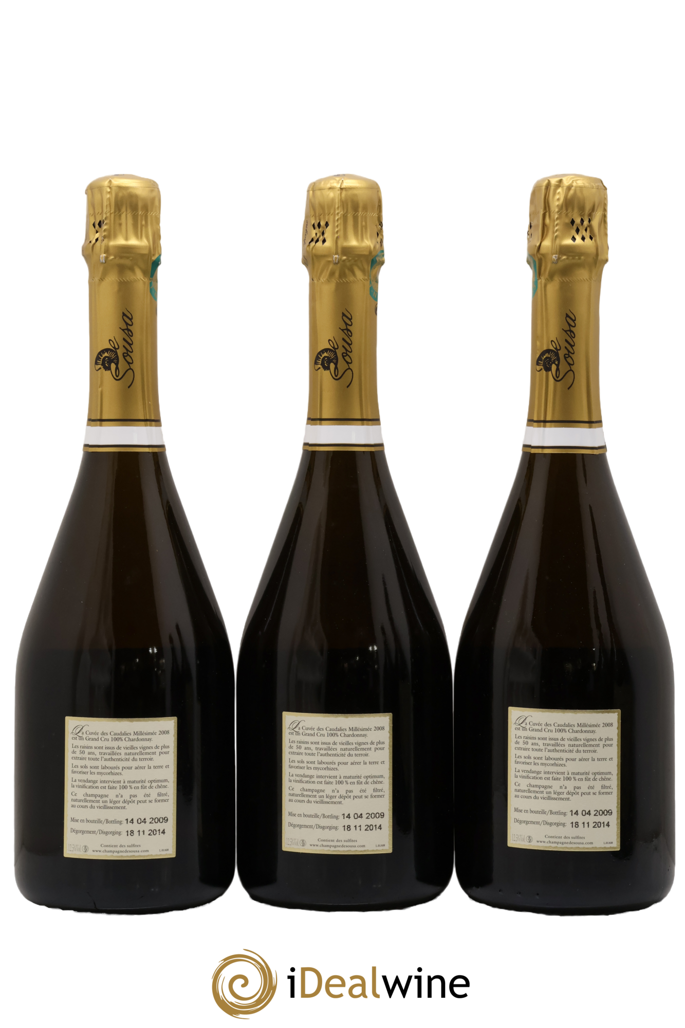 Cuvée des Caudalies Grand Cru Extra-Brut De Sousa 2008 - Lot of 3 bottles - 1