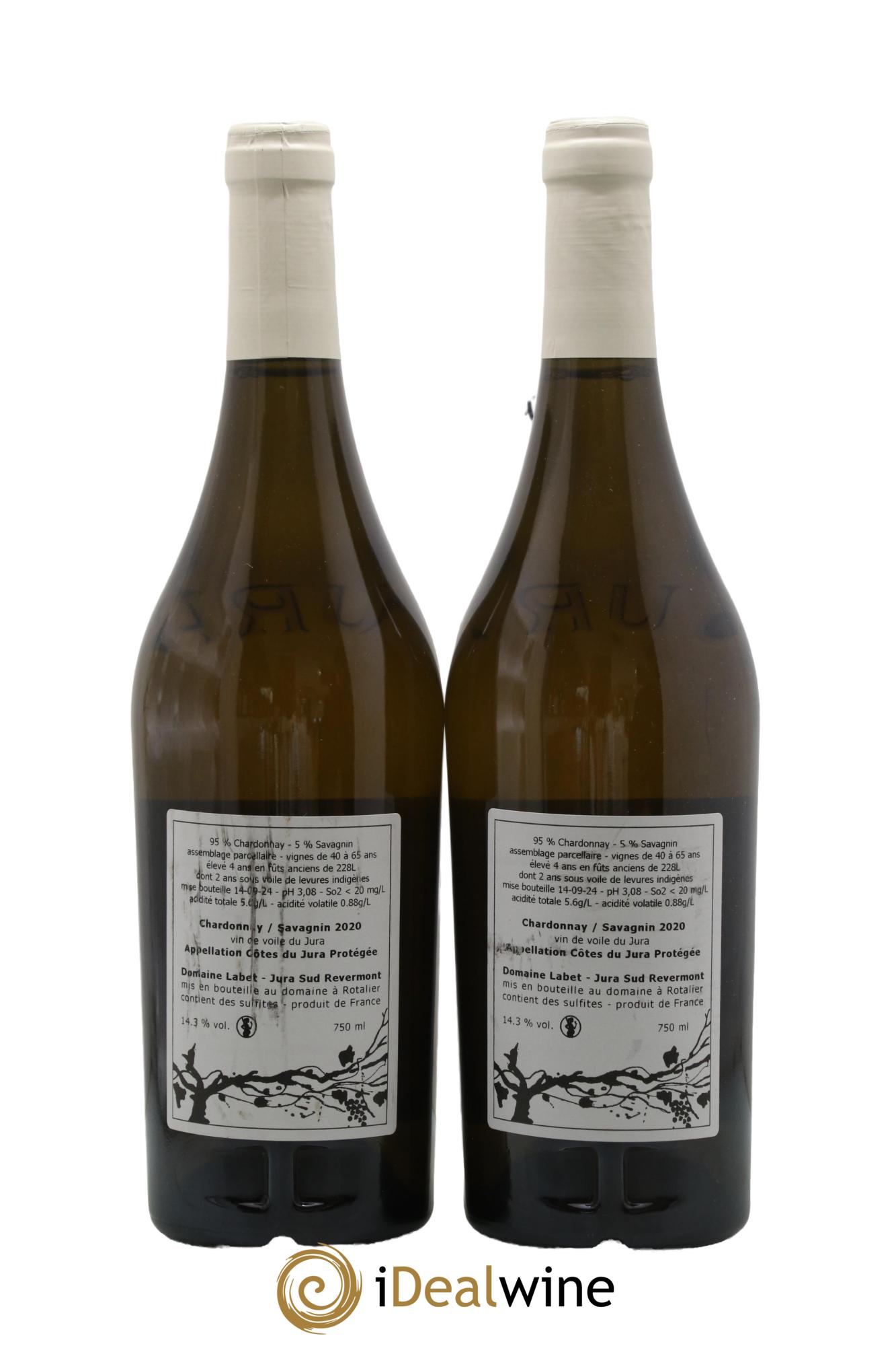 Côtes du Jura Vin de Voile Chardonnay-Savagnin cuvée de garde Romain - Julien  - Charline Labet 2020 - Lot de 2 bouteilles - 1