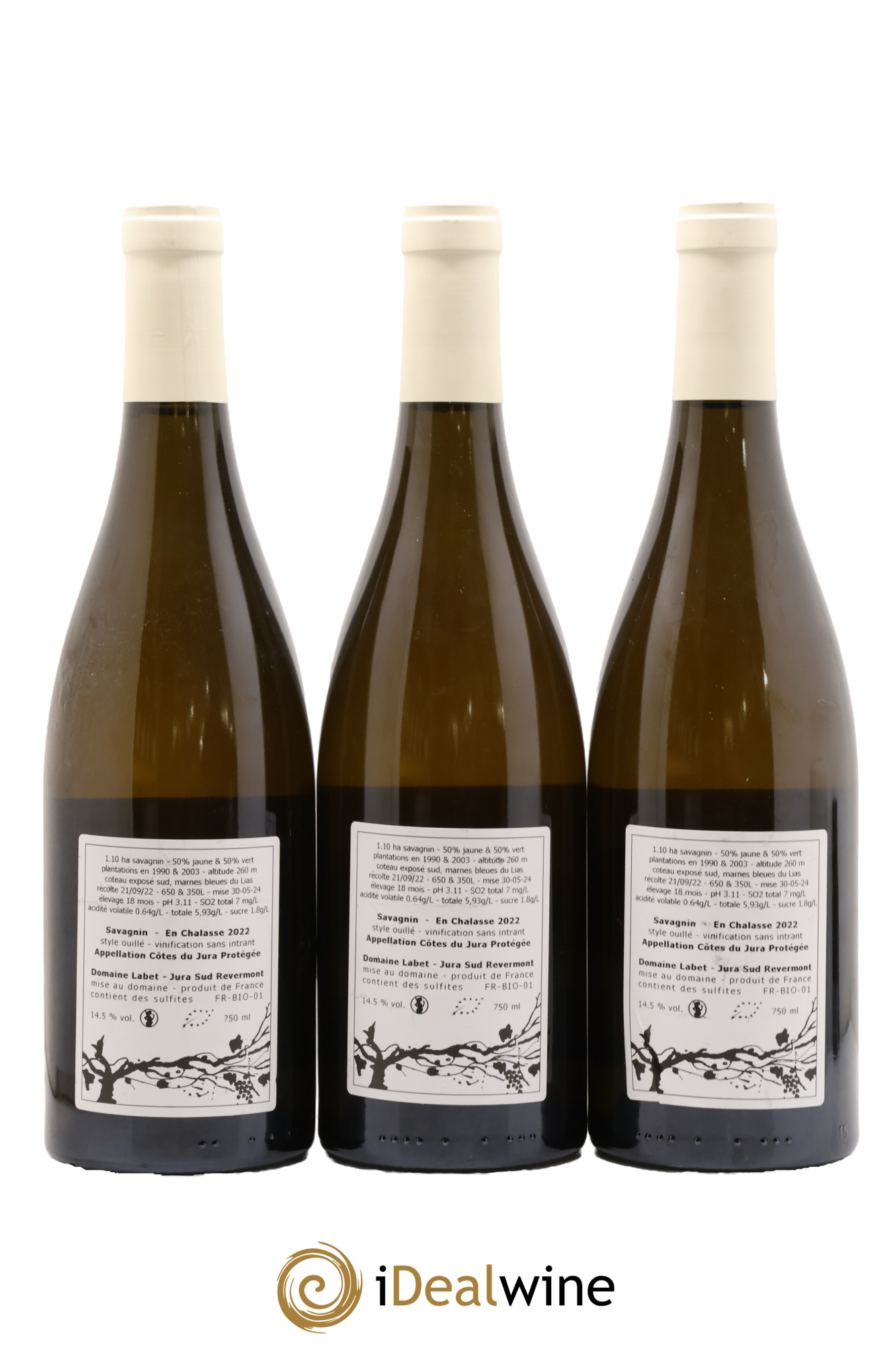 Côtes du Jura Savagnin en Chalasse Romain - Julien - Charline Labet 2022 - Lot de 3 bouteilles - 1