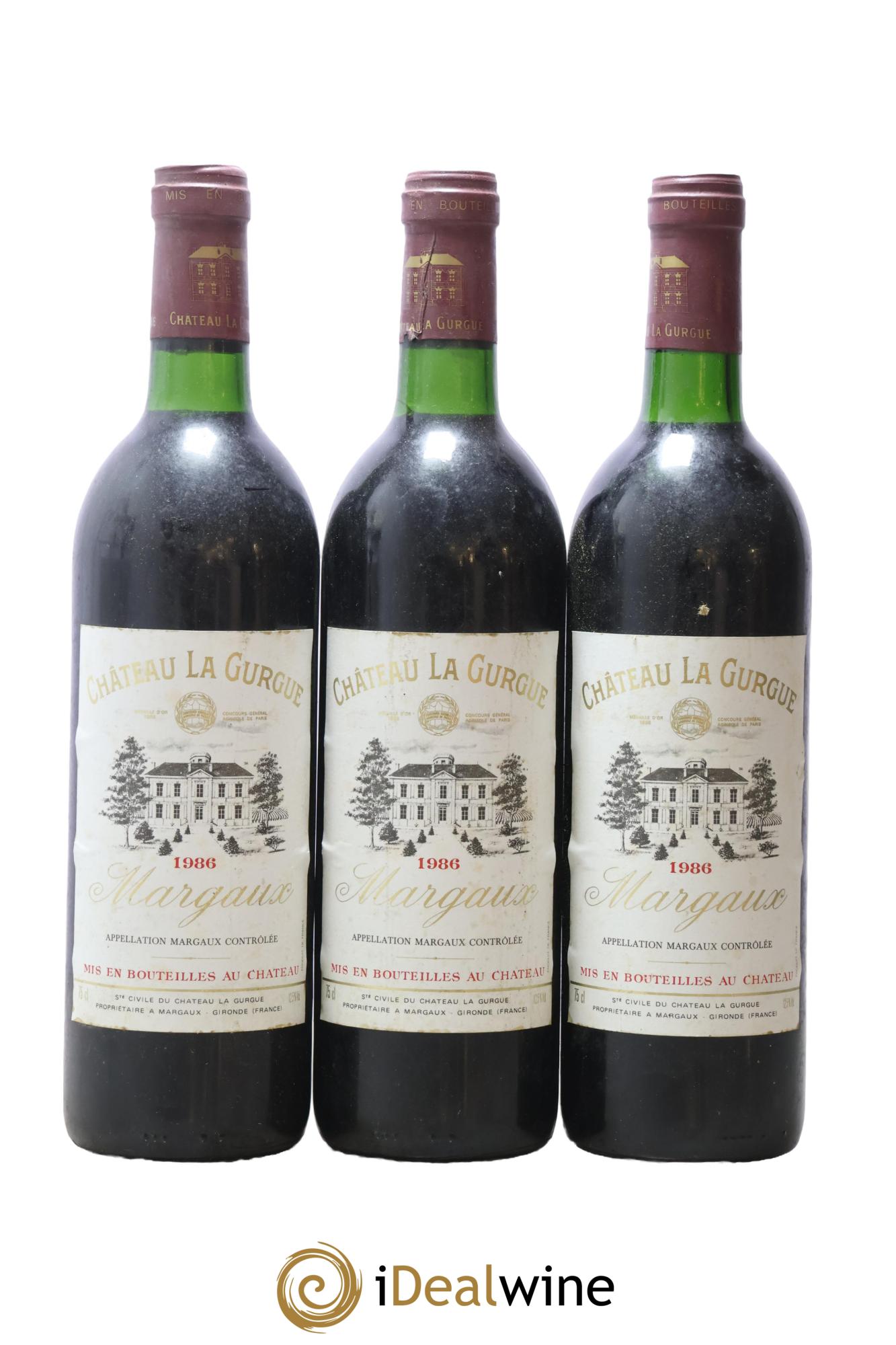 Château la Gurgue Cru Bourgeois 1986 - Lot of 3 bottles - 0
