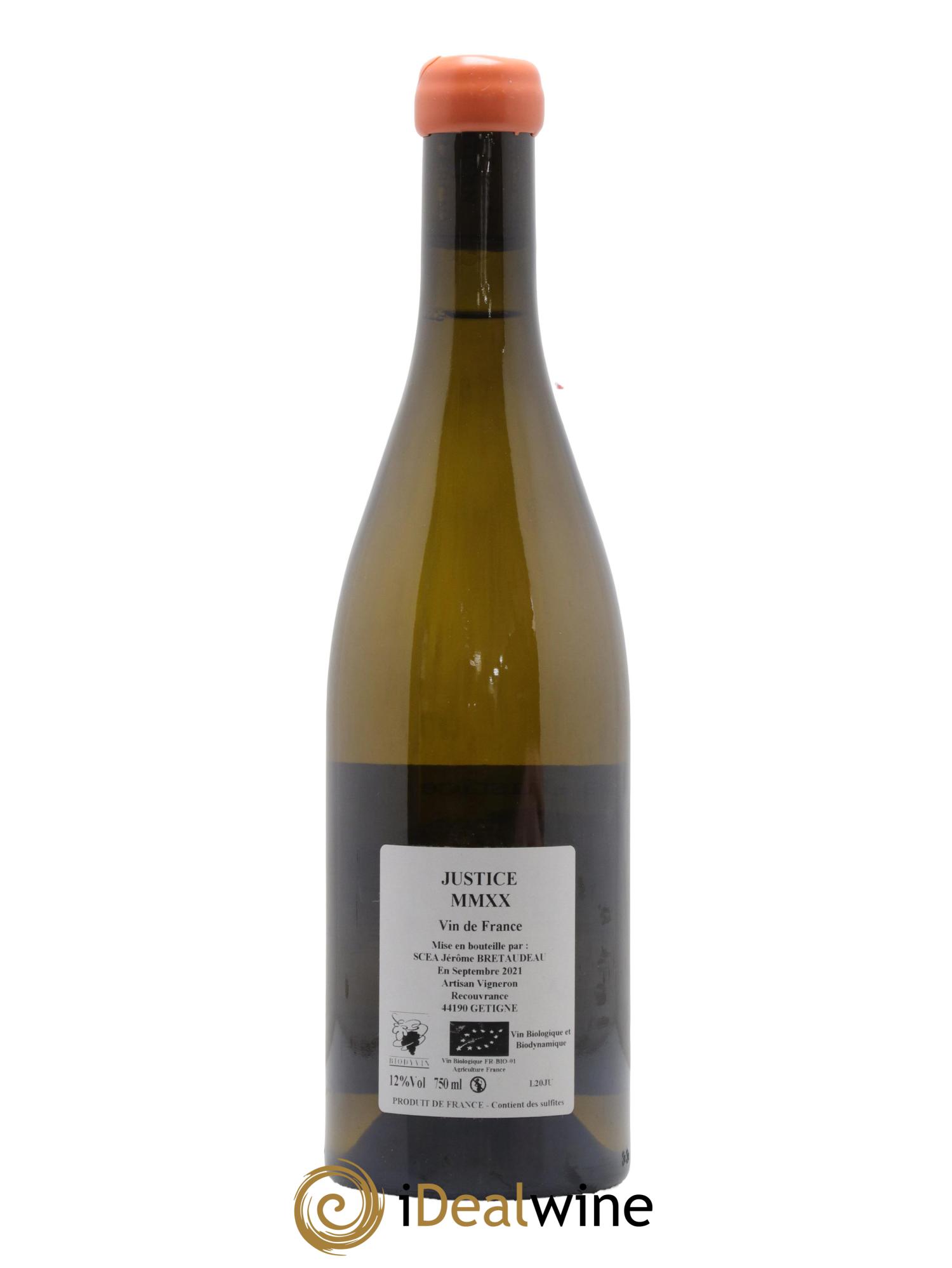 Vin de France La Justice Jérôme Bretaudeau - Domaine de Bellevue 2020 - Lot de 1 bouteille - 1