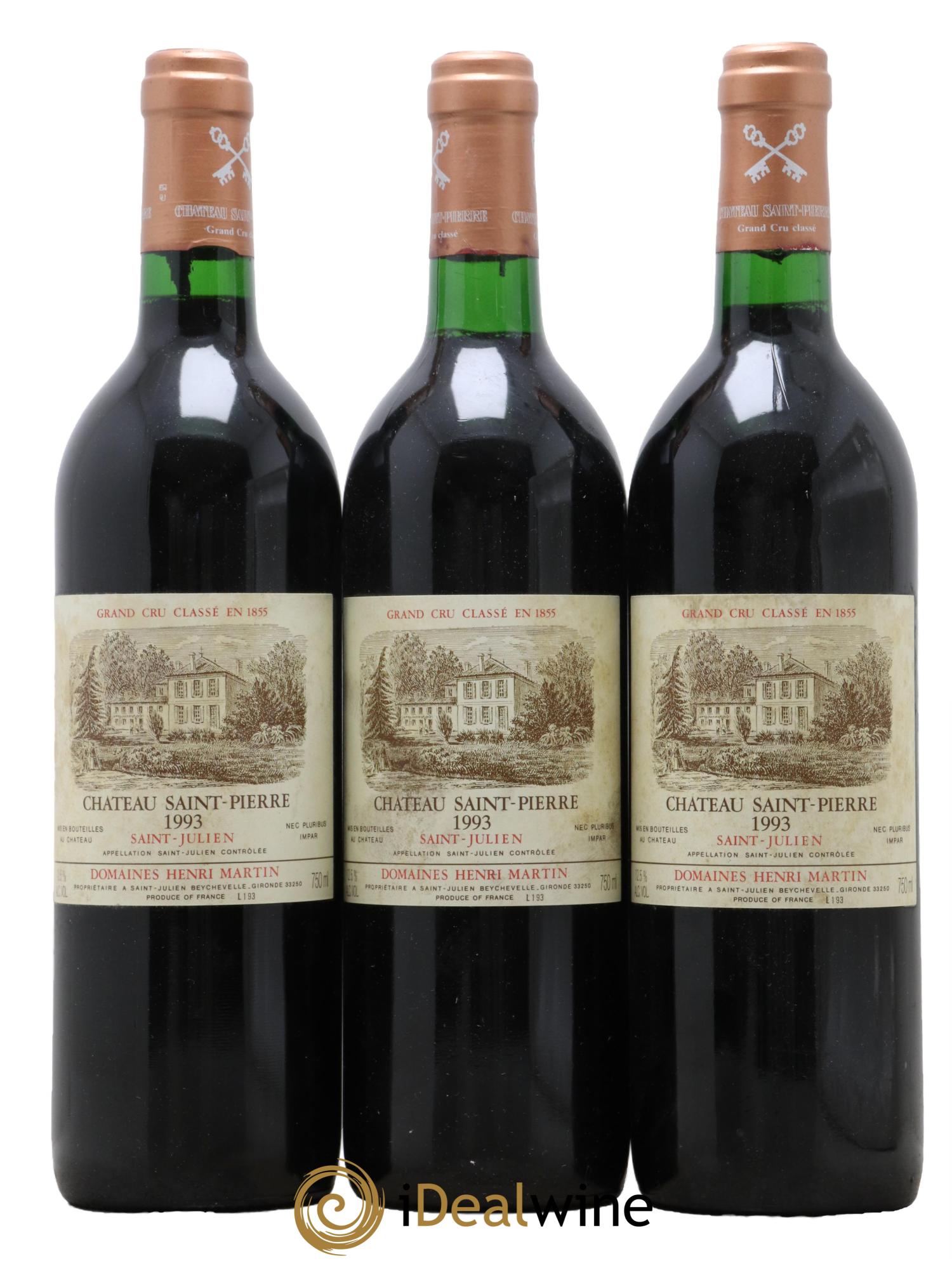 Château Saint-Pierre 4ème Grand Cru Classé 1993 - Lot de 3 bouteilles - 0