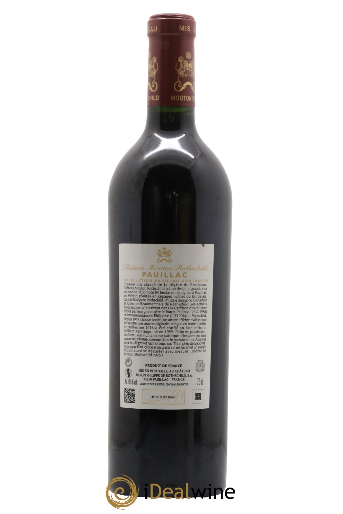 Château Mouton Rothschild 1er Grand Cru Classé 2016 - Lot de 1 bouteille - 1