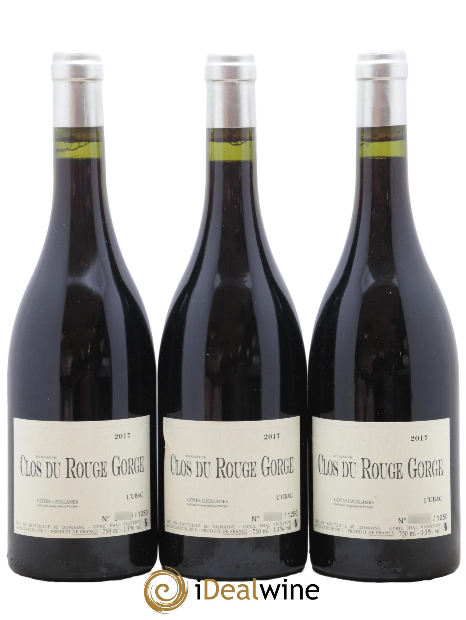 Côtes Catalanes Clos du Rouge Gorge L'Ubac Cyril Fhal 2017 - Lot de 3 bouteilles - 0