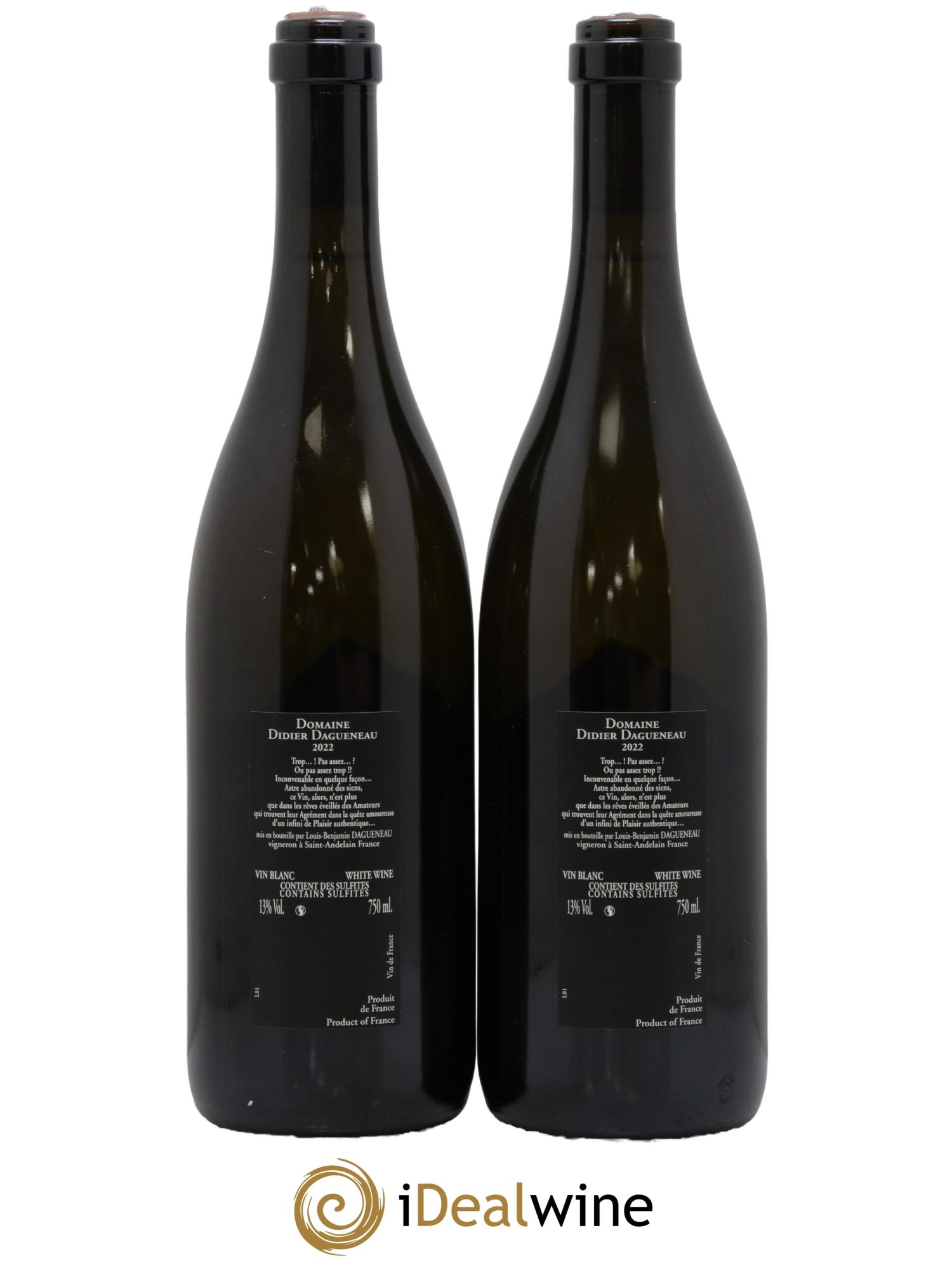 Vin de France (anciennement Pouilly-Fumé) Silex Dagueneau (Domaine Didier - Louis-Benjamin) 2022 - Lot of 2 bottles - 1