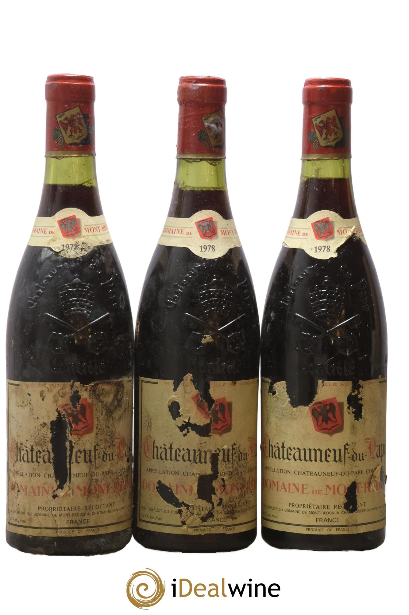 Châteauneuf-du-Pape Château Mont-Redon Famille Abeille-Fabre 1978 - Lot de 3 bouteilles - 0