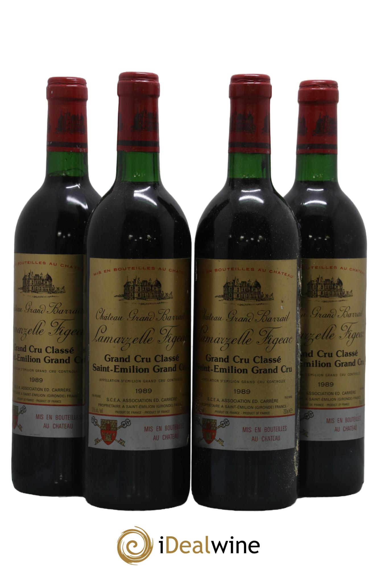 Château Grand Barrail Lamarzelle Figeac Grand Cru Classé 1989 - Lot de 4 bouteilles - 0