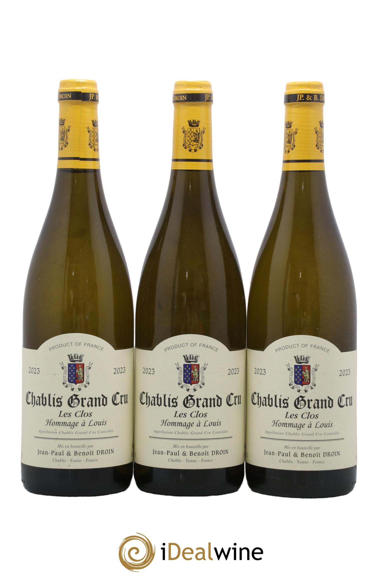 Chablis Grand Cru Hommage à Louis Jean-Paul & Benoît Droin (Domaine) 2023 - Lot of 3 bottles - 0