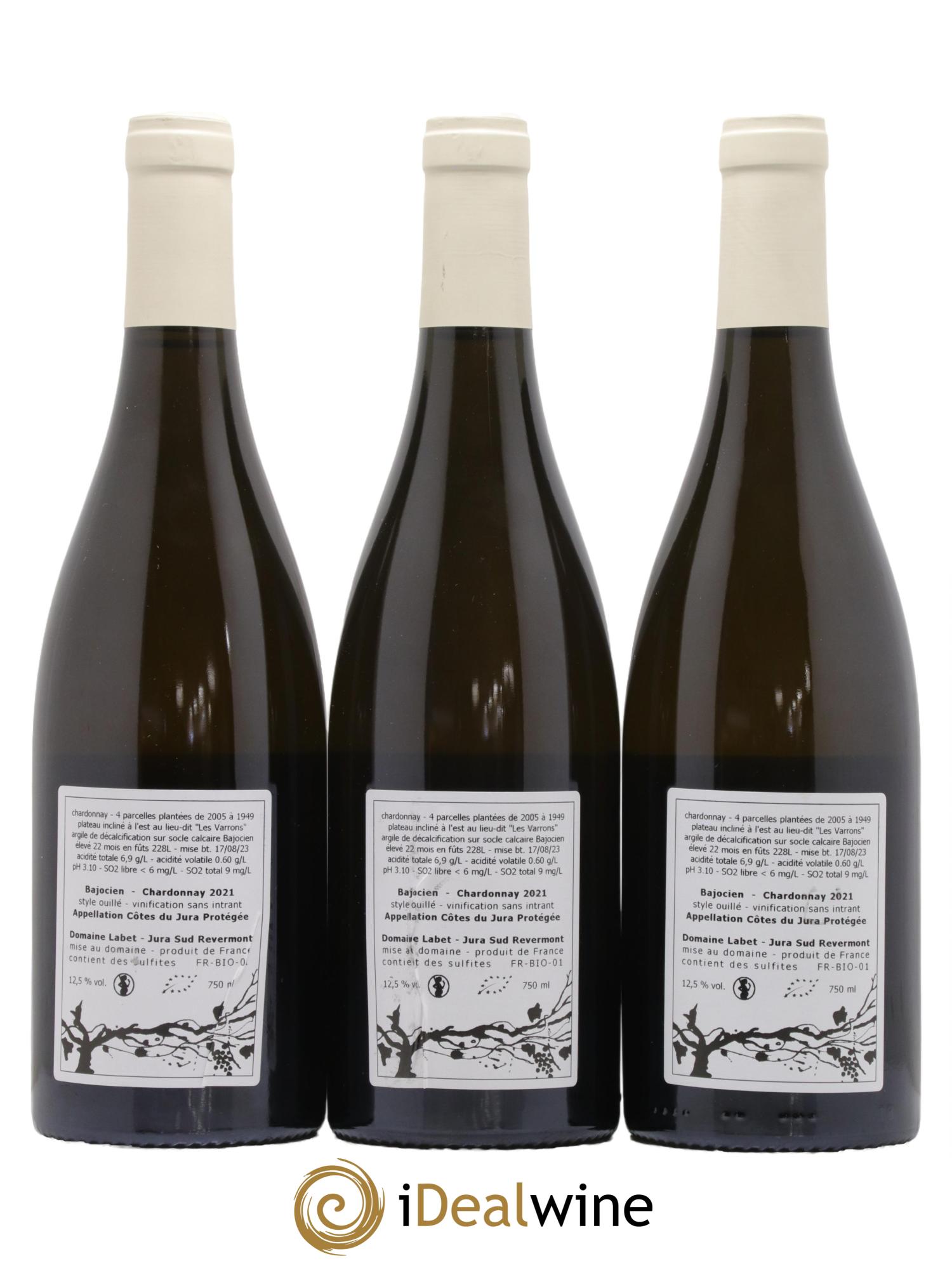 Côtes du Jura Chardonnay Bajocien Romain - Julien - Charline Labet 2021 - Lot de 3 bouteilles - 1