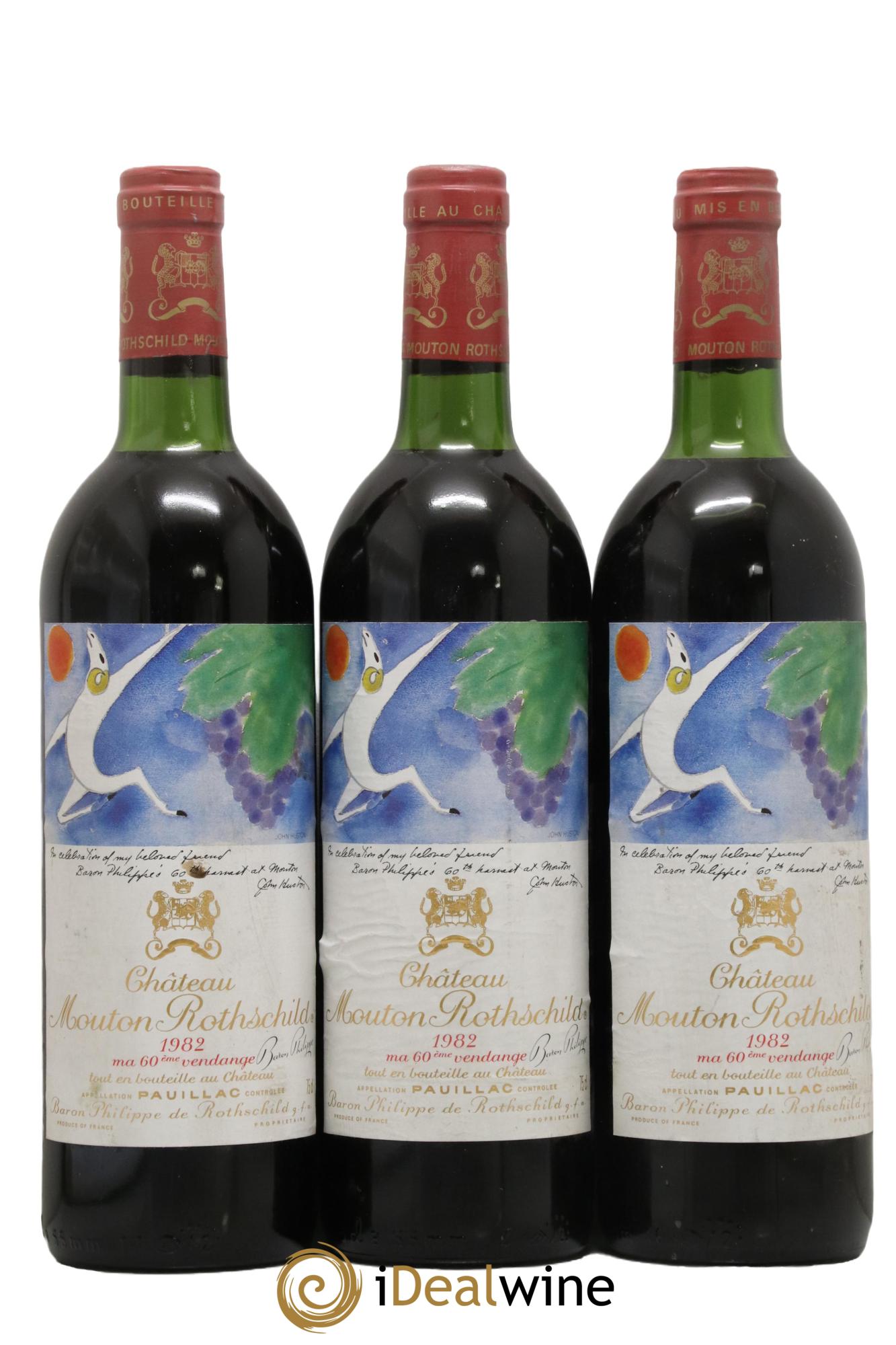 Château Mouton Rothschild 1er Grand Cru Classé 1982 - Lot de 3 bouteilles - 0