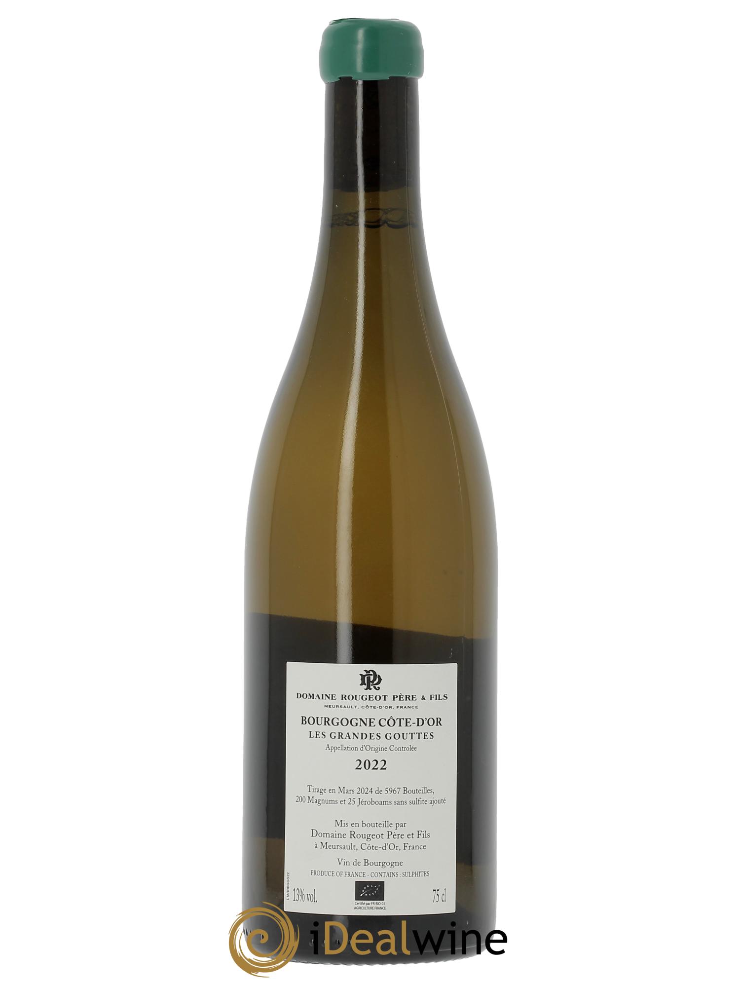 Bourgogne Les Grandes Gouttes Sans sulfite ajouté Rougeot Père et Fils  2022 - Lot de 1 bouteille - 1