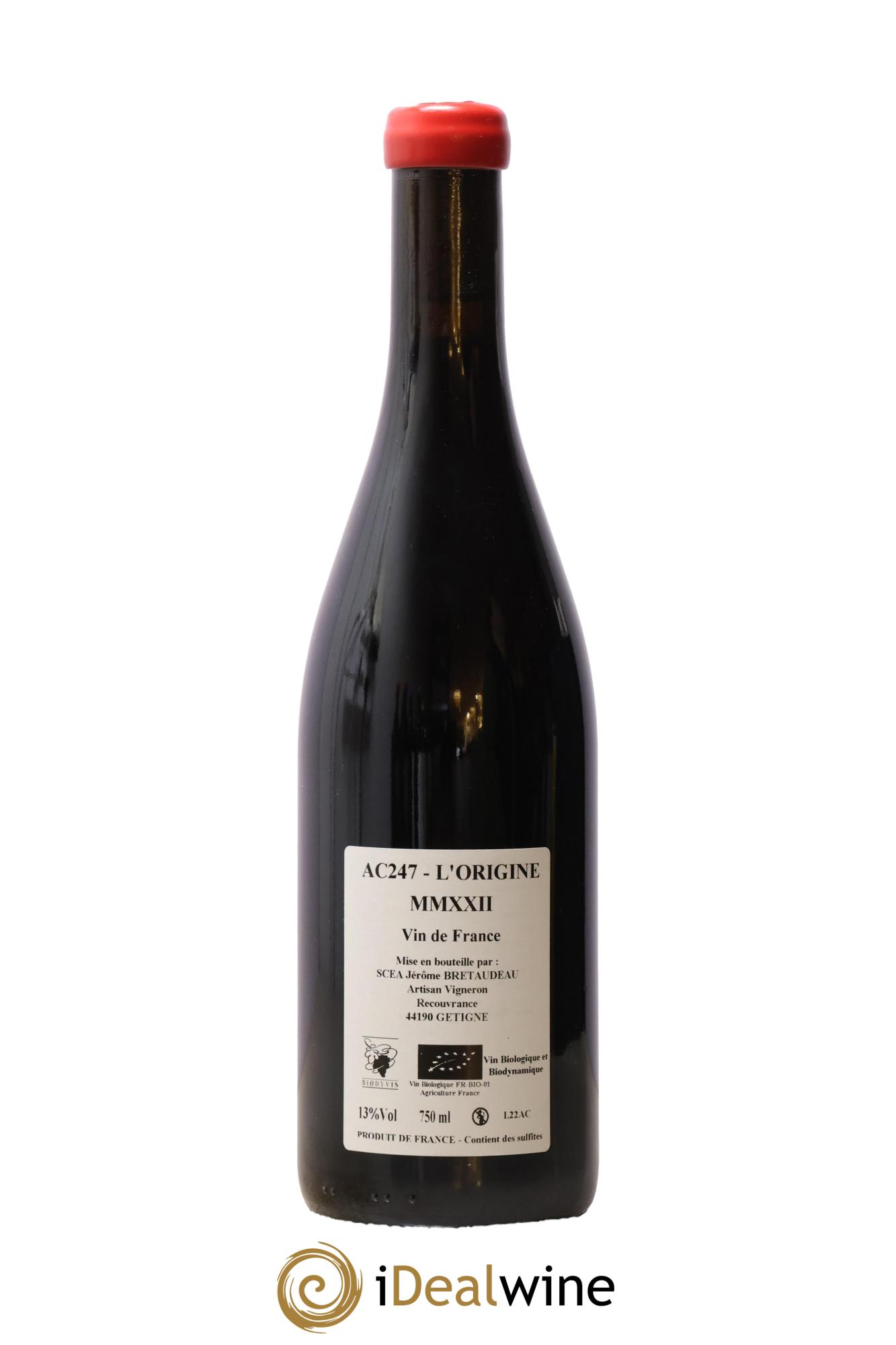 Vin de France AC 247 L'Origine Jerome Bretaudeau 2022 - Posten von 1 Flasche - 1
