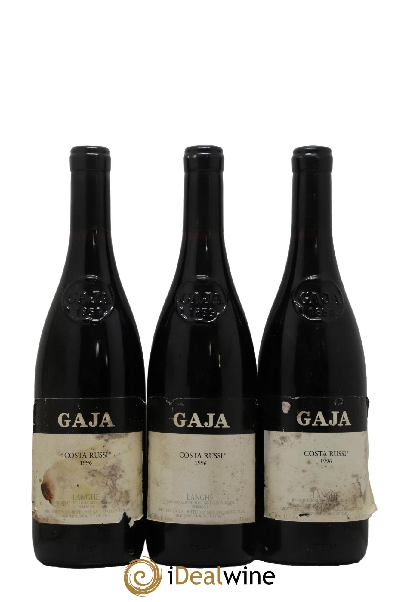 Langhe Costa Russi Angelo Gaja 1996 - Lot of 3 bottles - 0