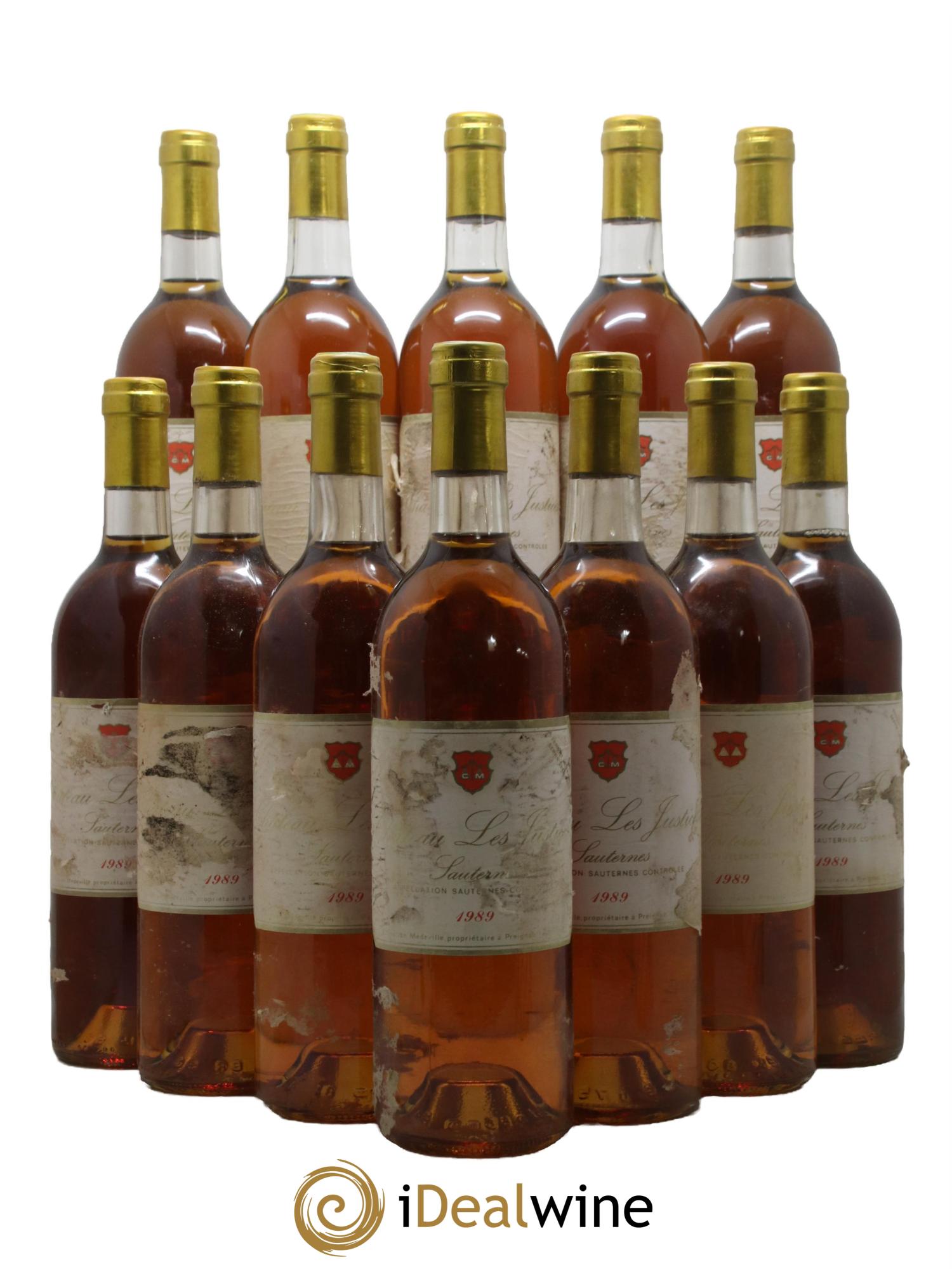 Sauternes Les Justices Domaine Medeville 1989 - Lotto di 12 bottiglie - 0