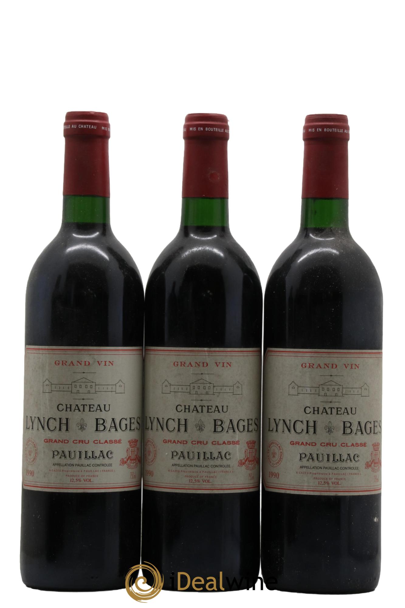 Château Lynch Bages 5ème Grand Cru Classé 1990 - Lot de 3 bouteilles - 0