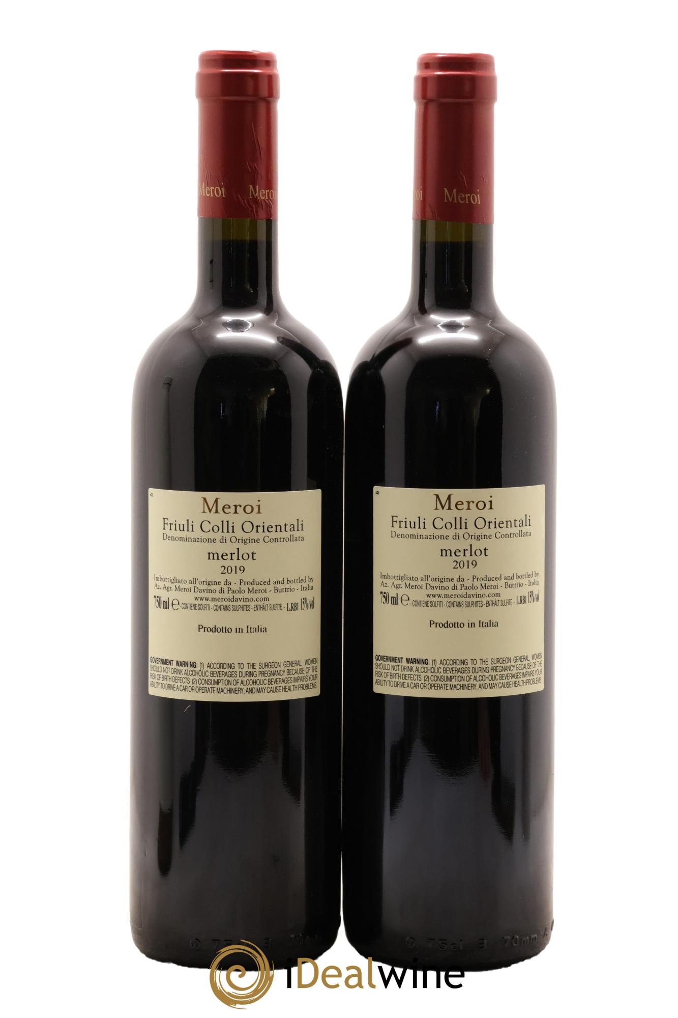 Italie Friuli ColliI Orientali DOC Ros Di Buri Merlot Meroi 2019 - Lot de 2 bouteilles - 1