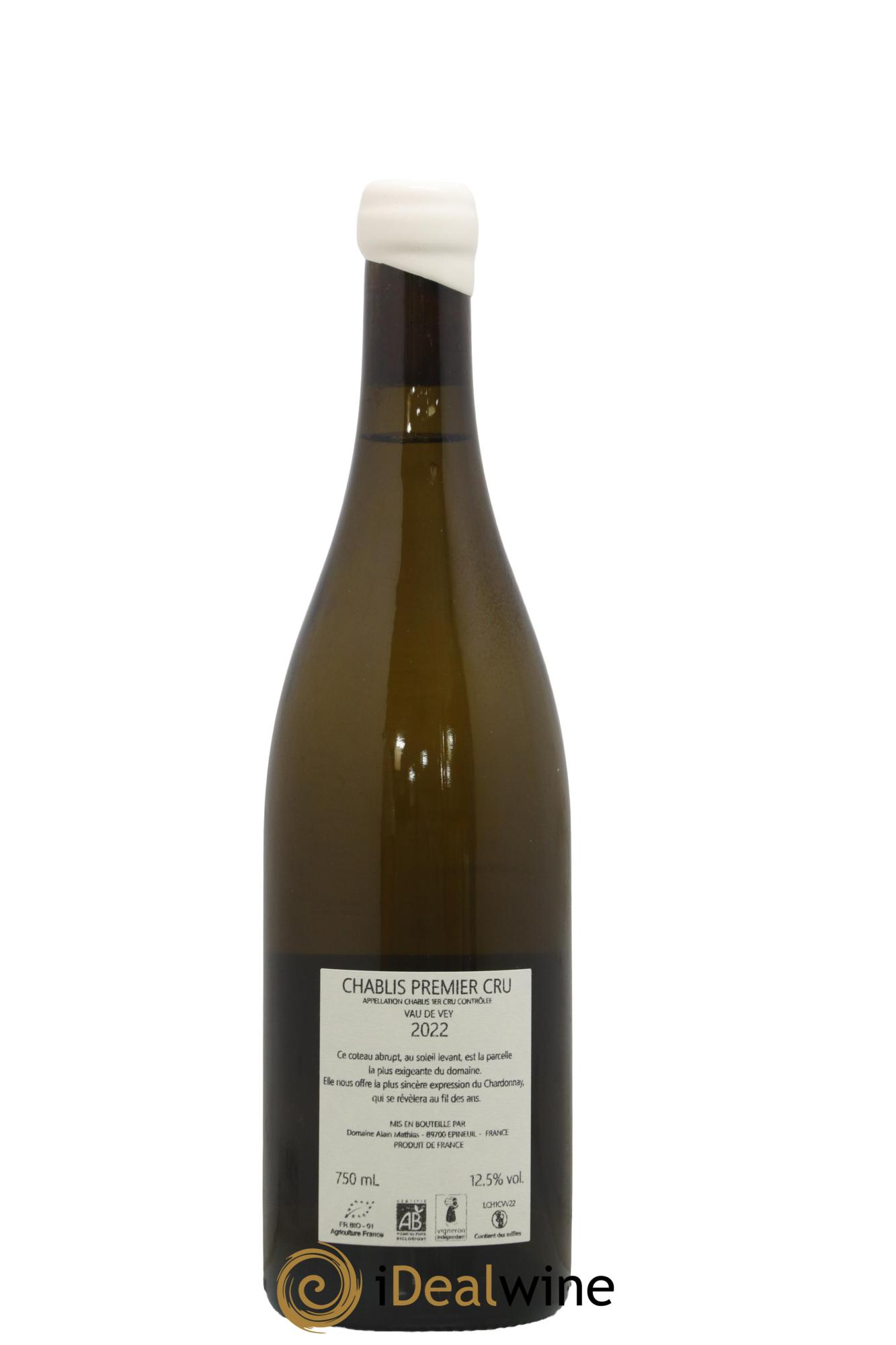 Chablis 1er Cru Vau de Vey Alain Mathias 2022 - Lot de 1 bouteille - 1