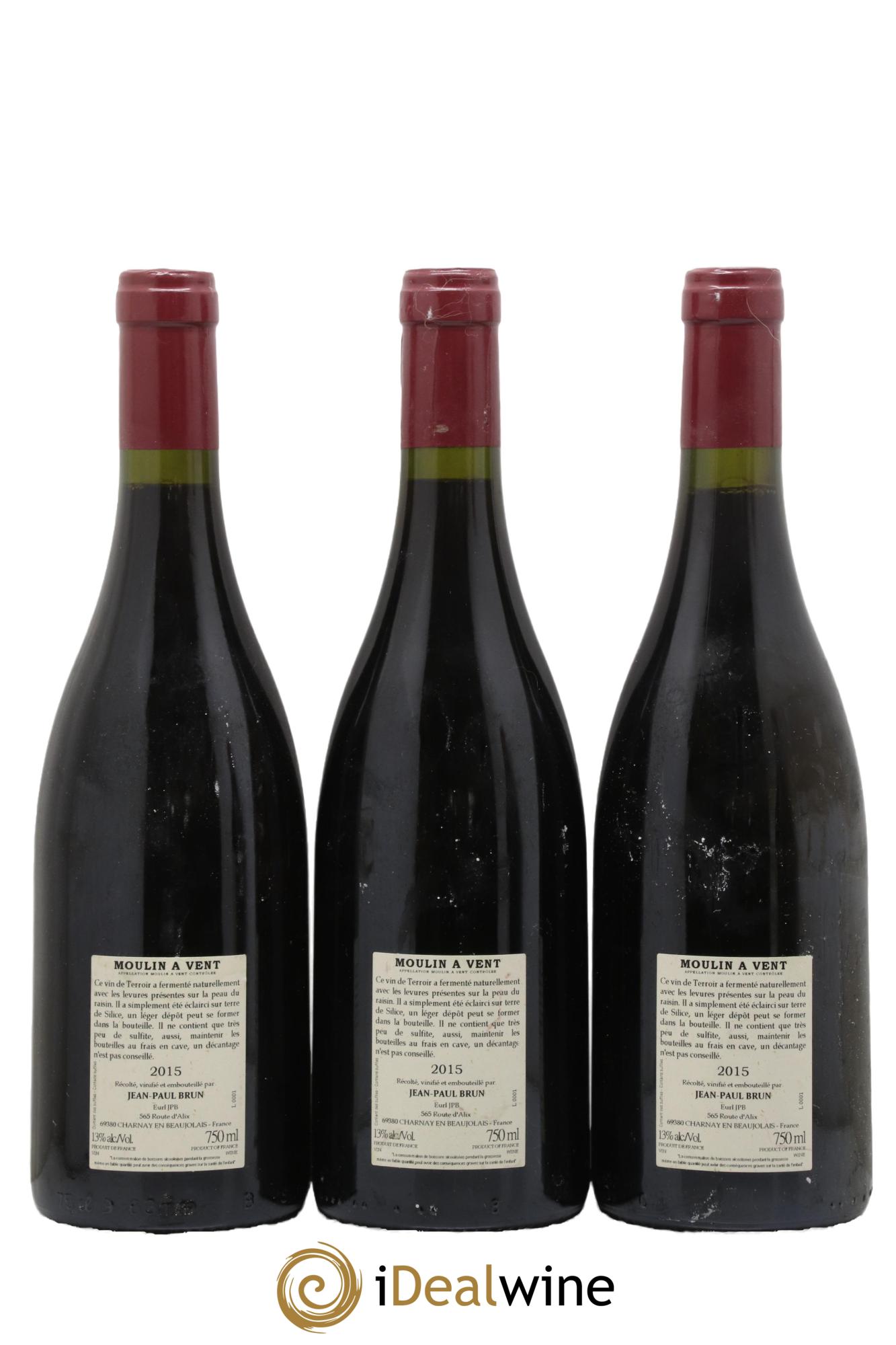 Moulin-à-Vent Terres dorées - J-P. Brun (Domaine des) 2015 - Lot de 3 bouteilles - 1