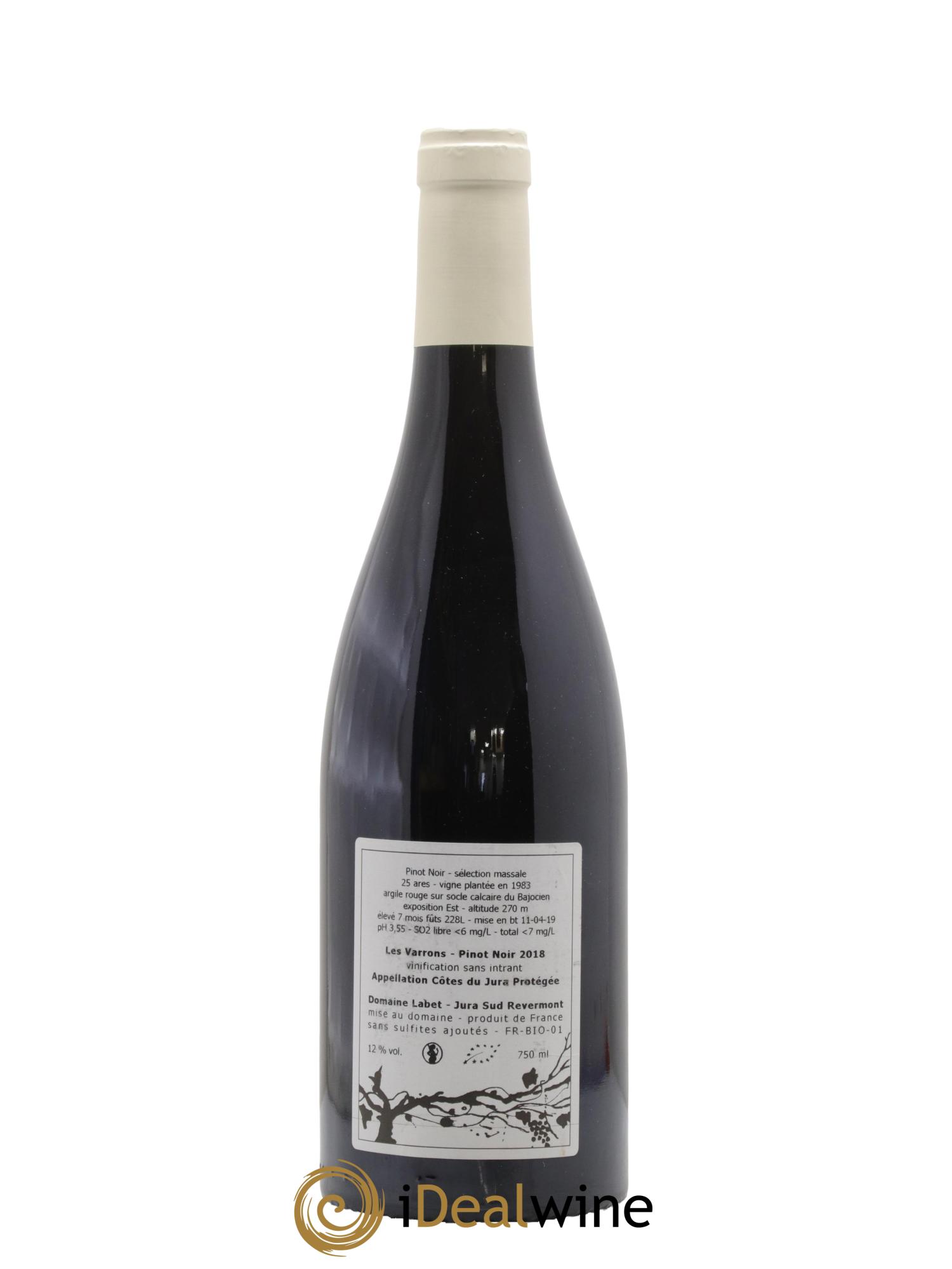 Côtes du Jura Pinot Noir Les Varrons Sélection Massale Romain - Julien  - Charline Labet 2018 - Lot de 1 bouteille - 1