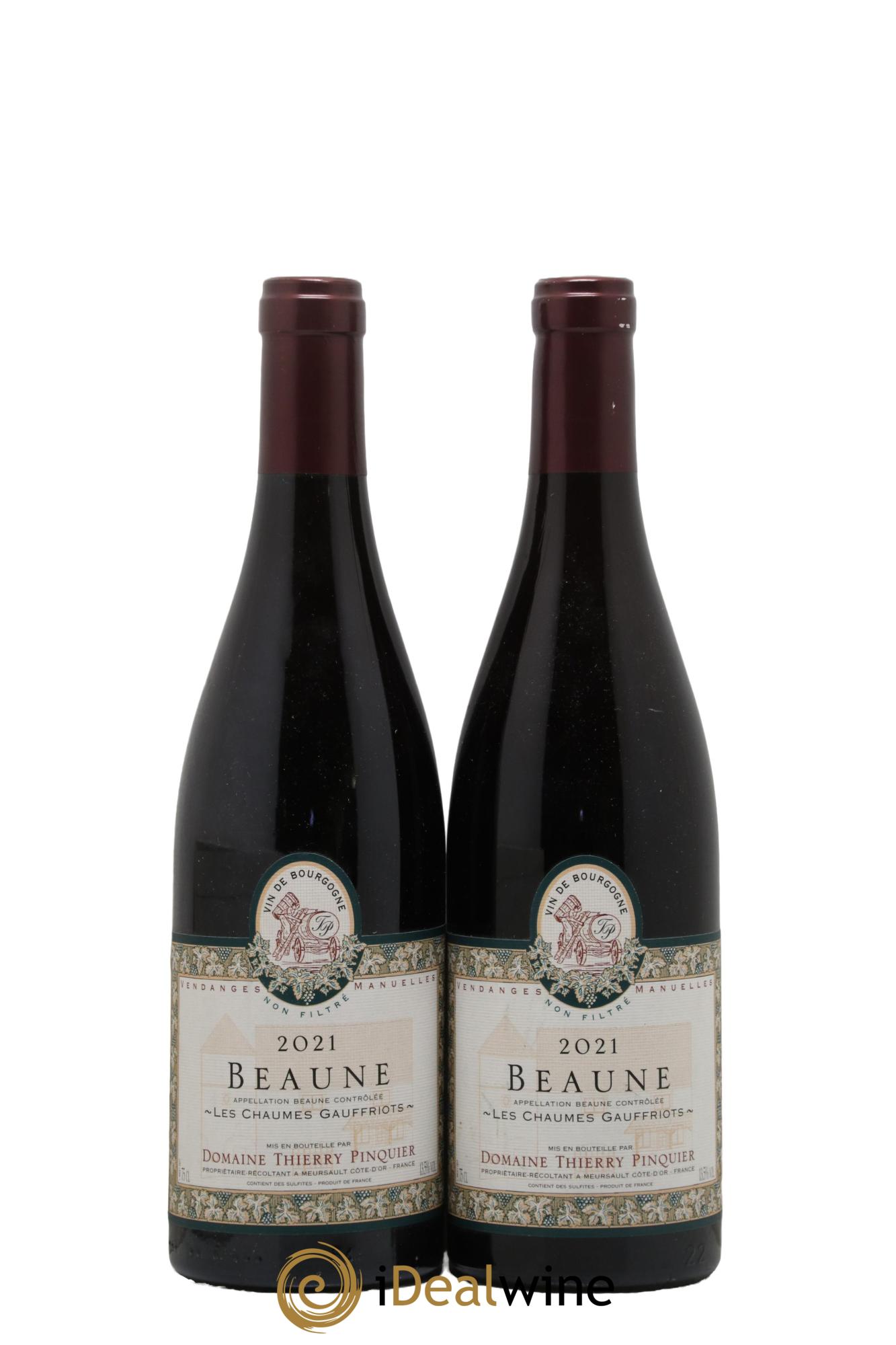 Beaune Les Chaumes Gauffriots Domaine Thierry Pinquier 2021 - Lot of 2 bottles - 0