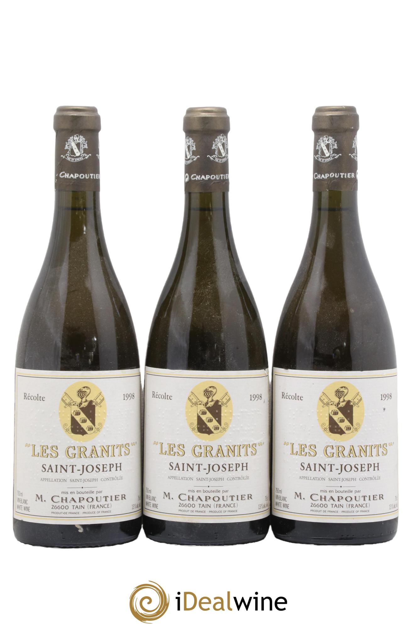 Saint-Joseph Les Granits Chapoutier 1998 - Lot of 3 bottles - 0