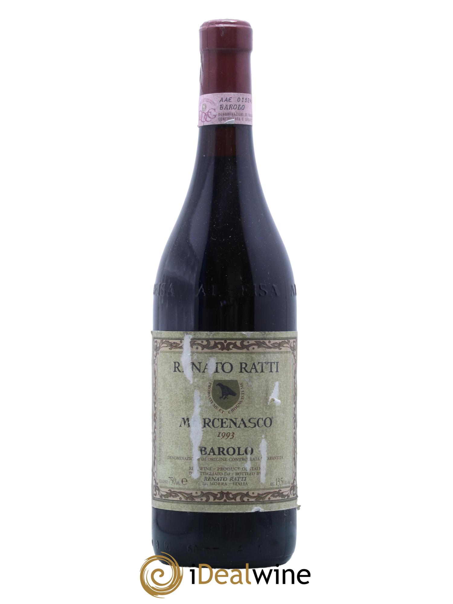 Barolo DOCG Marcenasco Renato Ratti 1993 - Lot de 1 bouteille - 0