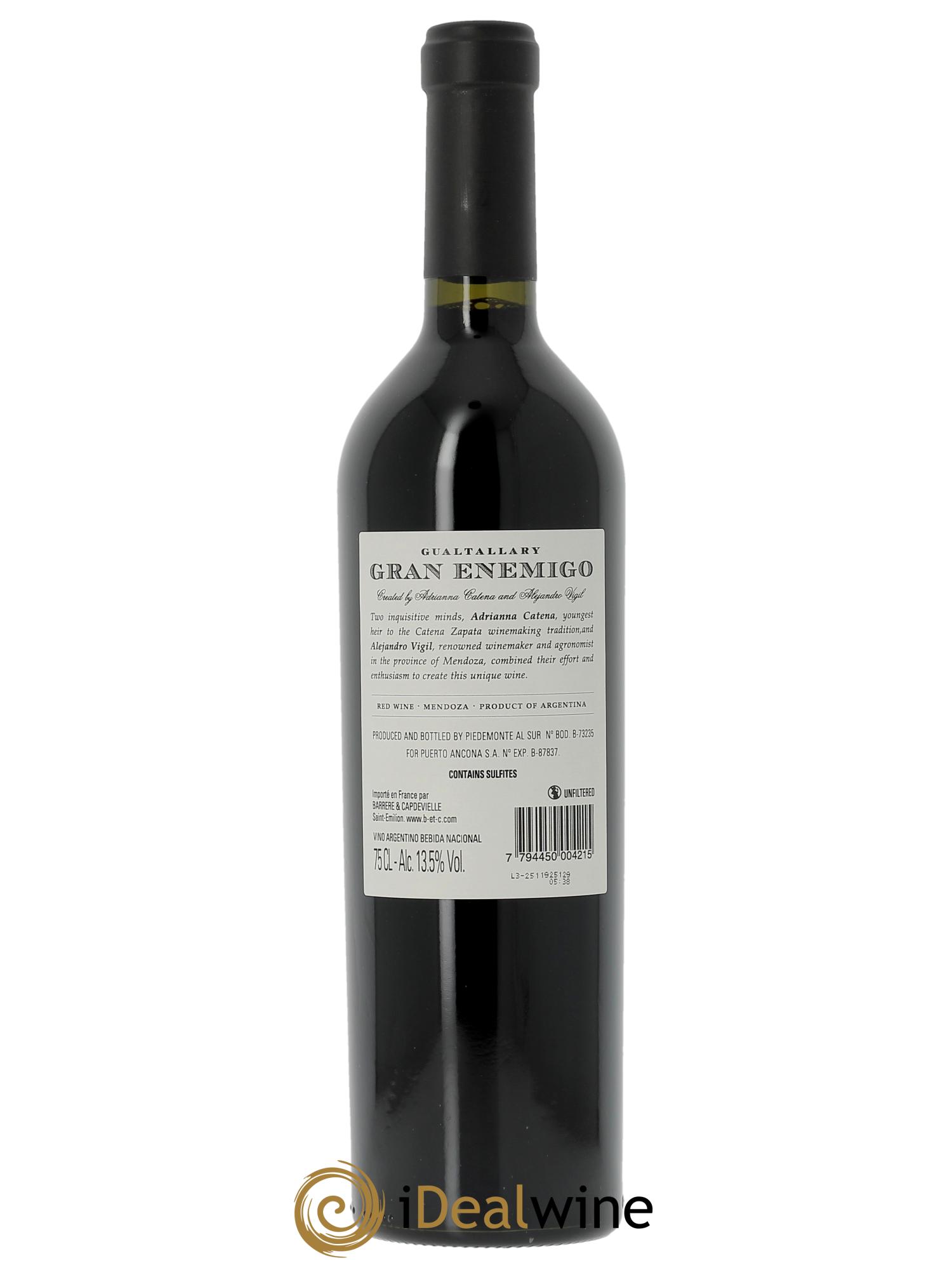 Mendoza Gran Enemigo Gualtallary Single Vineyard El Enemigo  2021 - Lot de 1 bouteille - 1