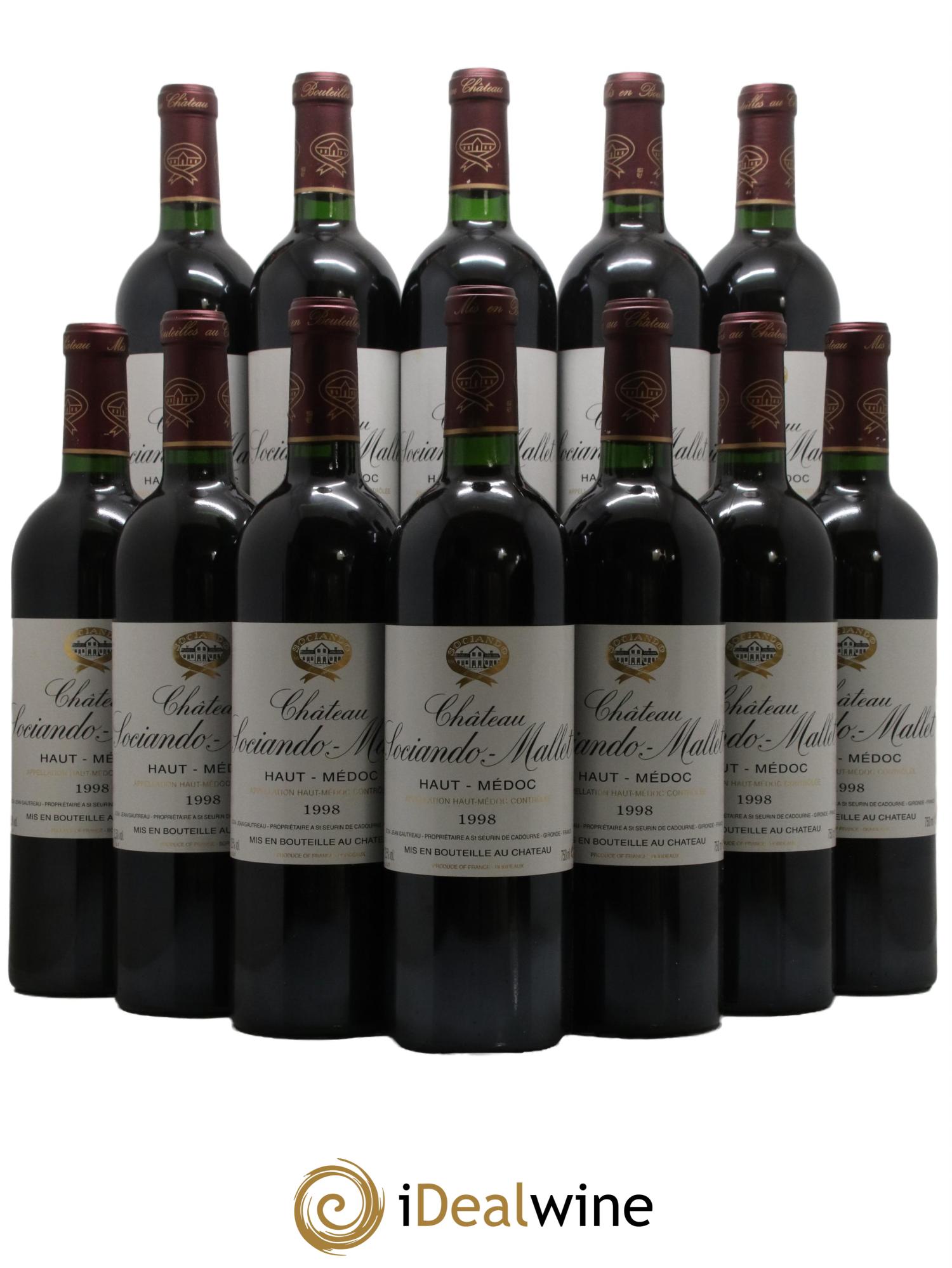 Château Sociando Mallet 1998 - Lot de 12 bouteilles - 0