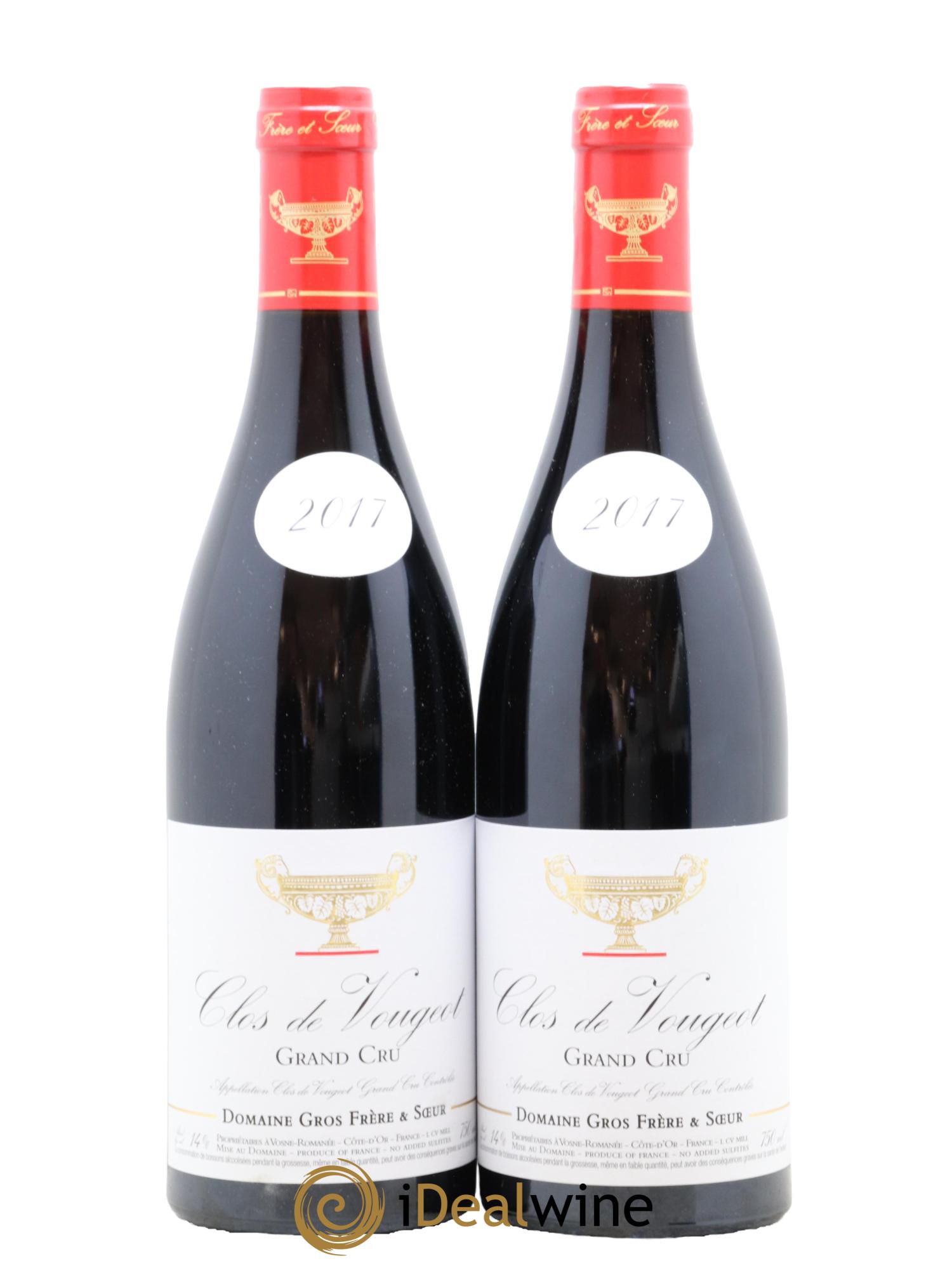 Clos de Vougeot Grand Cru Gros Frère & Soeur 2017 - Posten von 2 Flaschen - 0