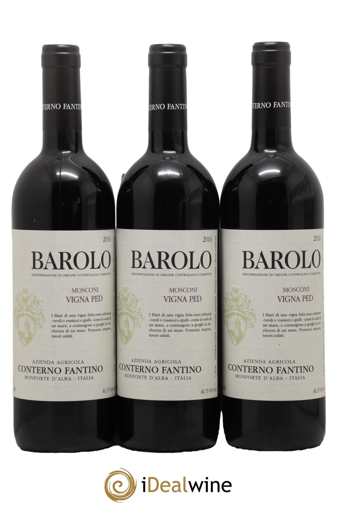 Barolo DOCG Mosconi Vigna Ped Conterno Fantino 2016 - Lot de 3 bouteilles - 0