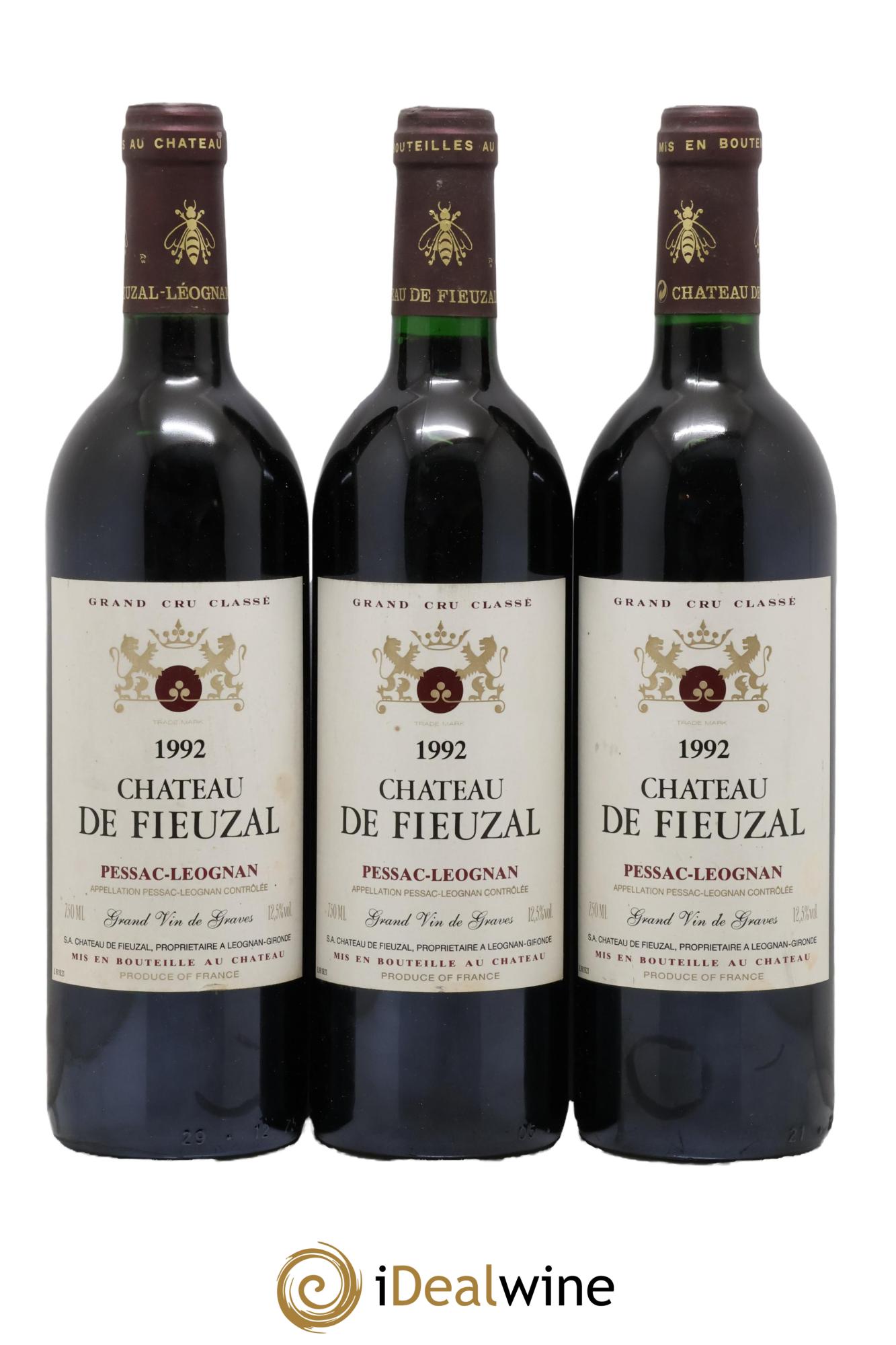 Château de Fieuzal Cru Classé de Graves 1992 - Lot de 3 bouteilles - 0