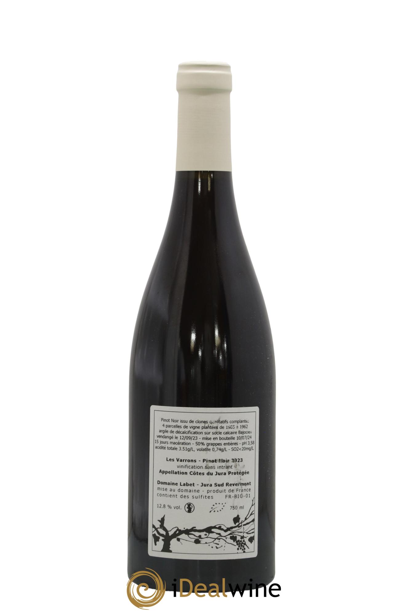 Côtes du Jura Pinot Noir Les Varrons Sélection Massale Romain - Julien  - Charline Labet 2023 - Lot de 1 bouteille - 1