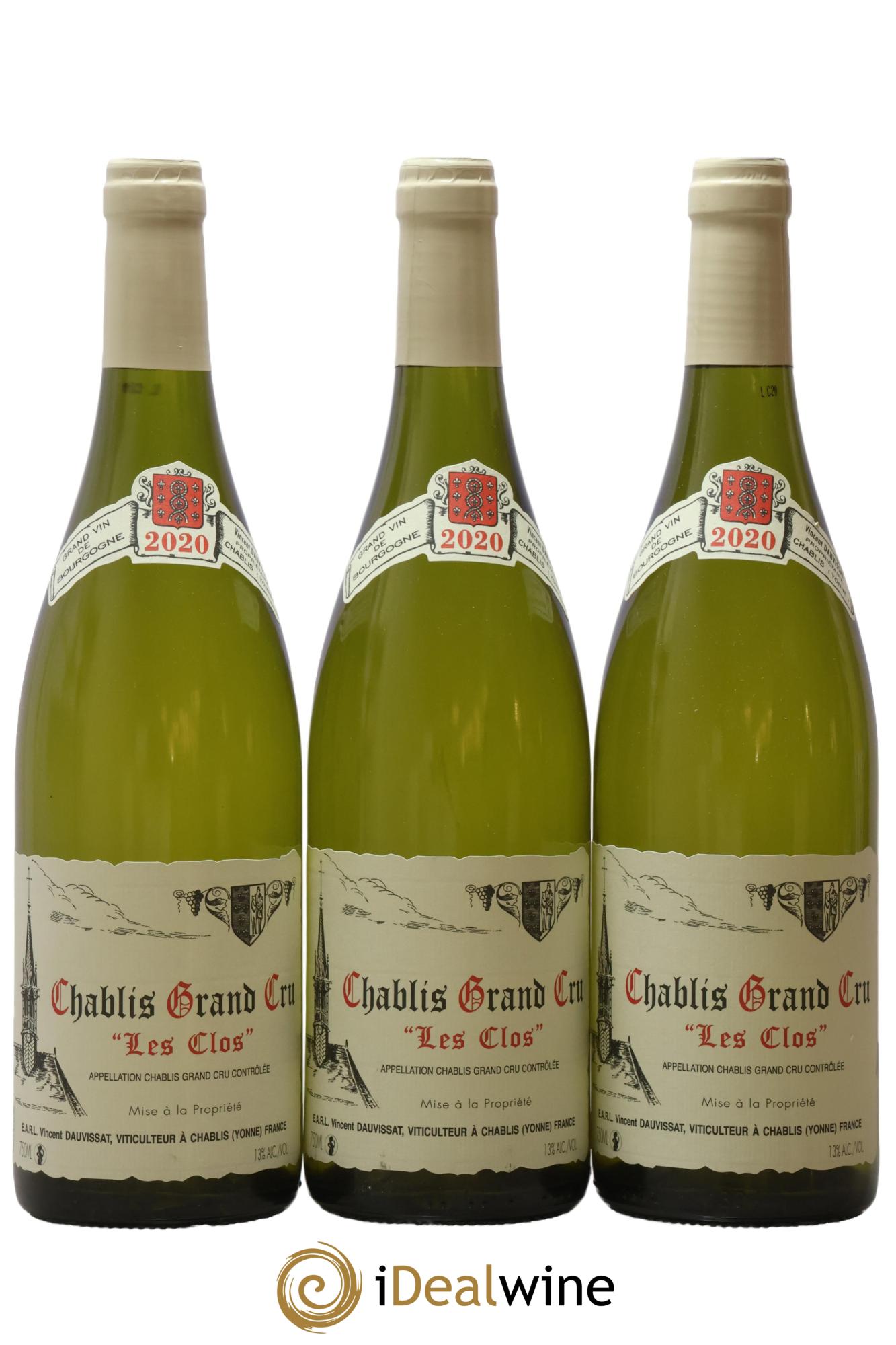 Chablis Grand Cru Les Clos Vincent Dauvissat (Domaine) 2020 - Lot of 3 bottles - 0