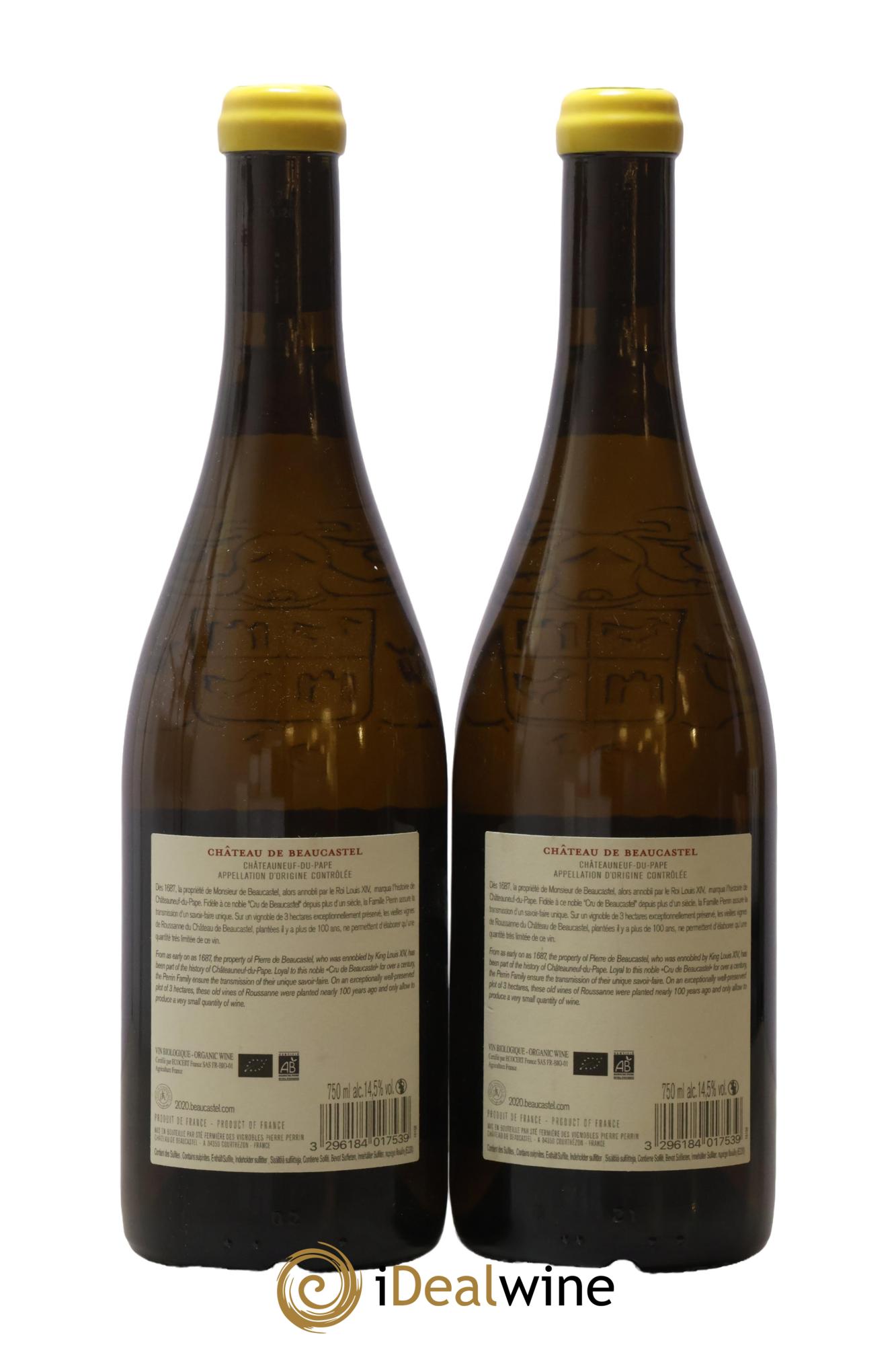 Châteauneuf-du-Pape Château de Beaucastel Vieilles vignes Roussanne Famille Perrin 2020 - Lotto di 2 bottiglie - 1