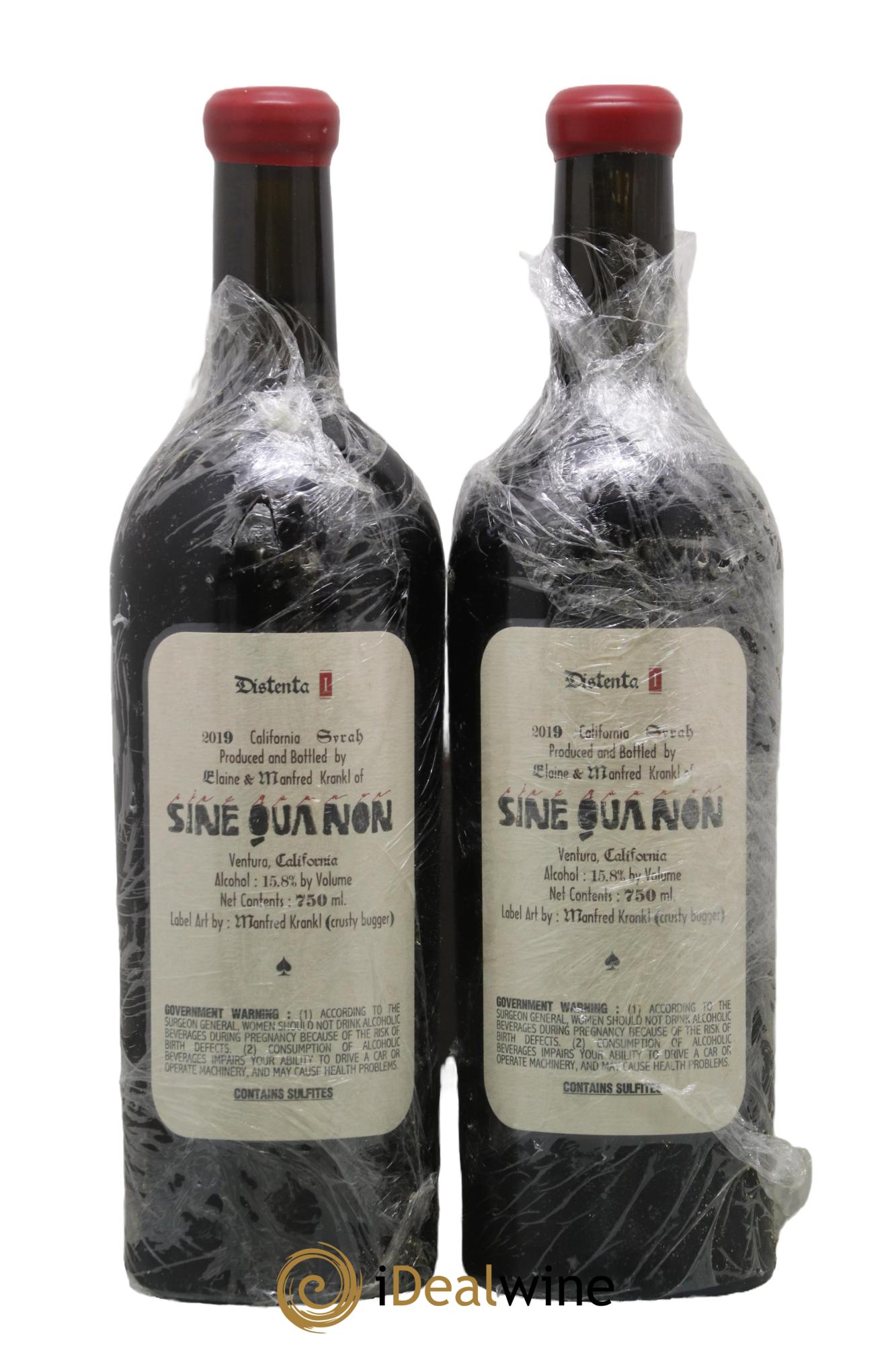 Californie Sine Qua Non Distenta Syrah  2019 - Lot de 2 bouteilles - 1