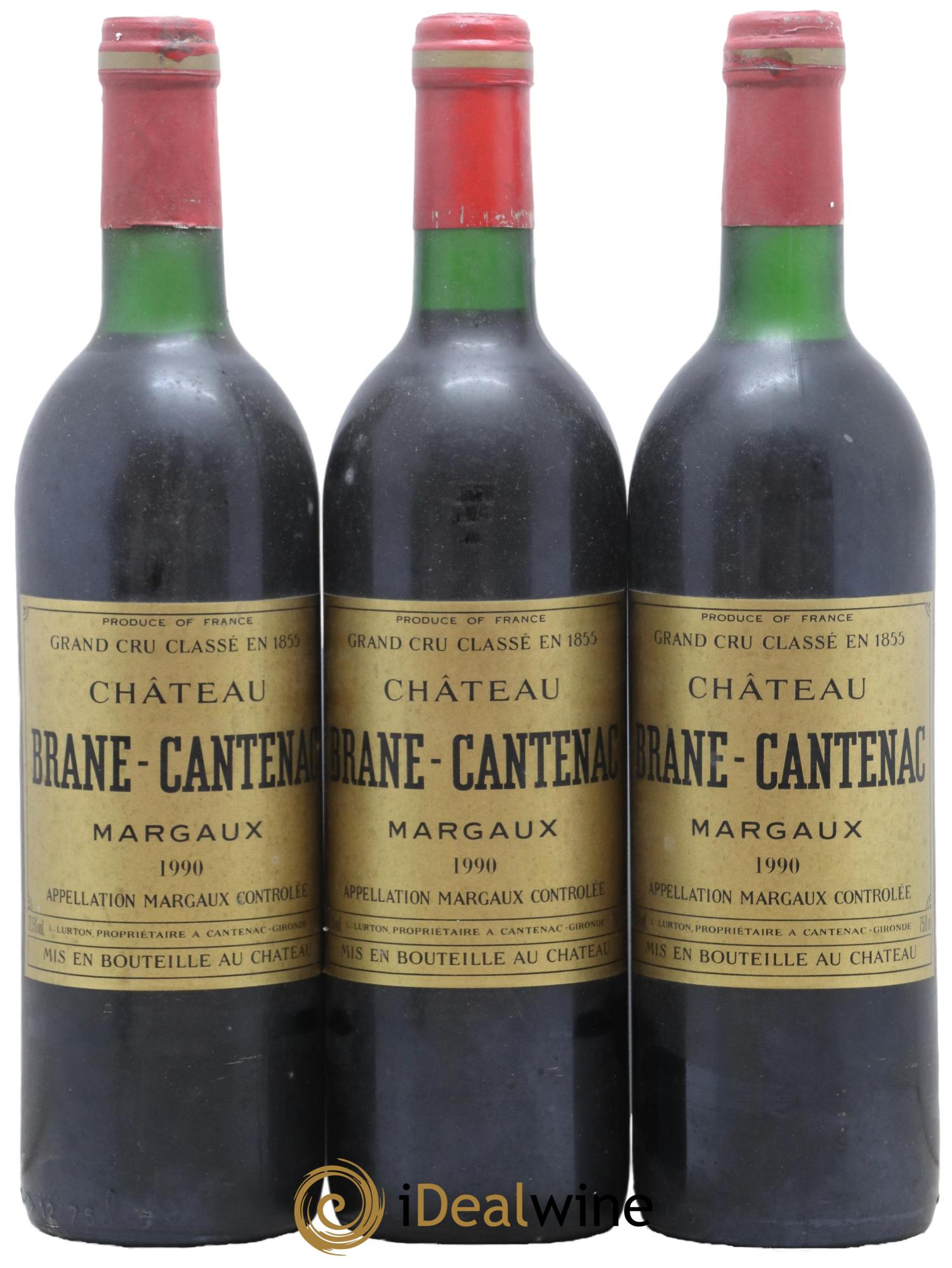 Château Brane Cantenac 2ème Grand Cru Classé 1990 - Lot de 3 bouteilles - 0